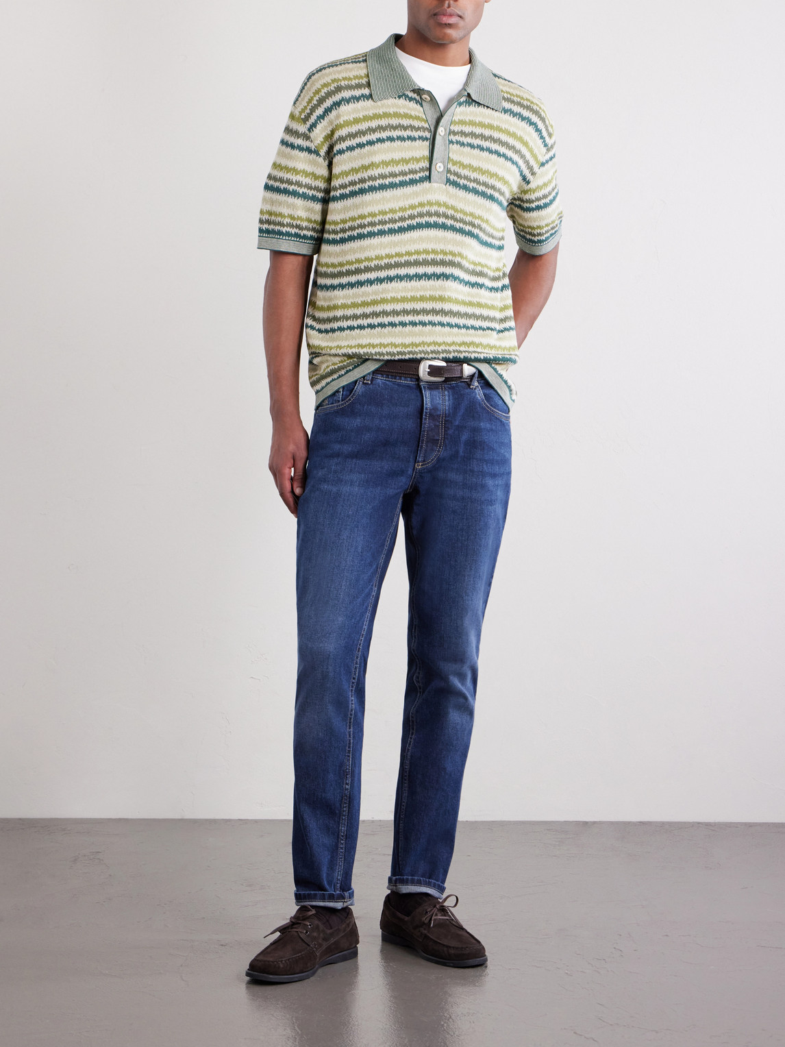 Striped Silk And Linen-Blend Polo Shirt