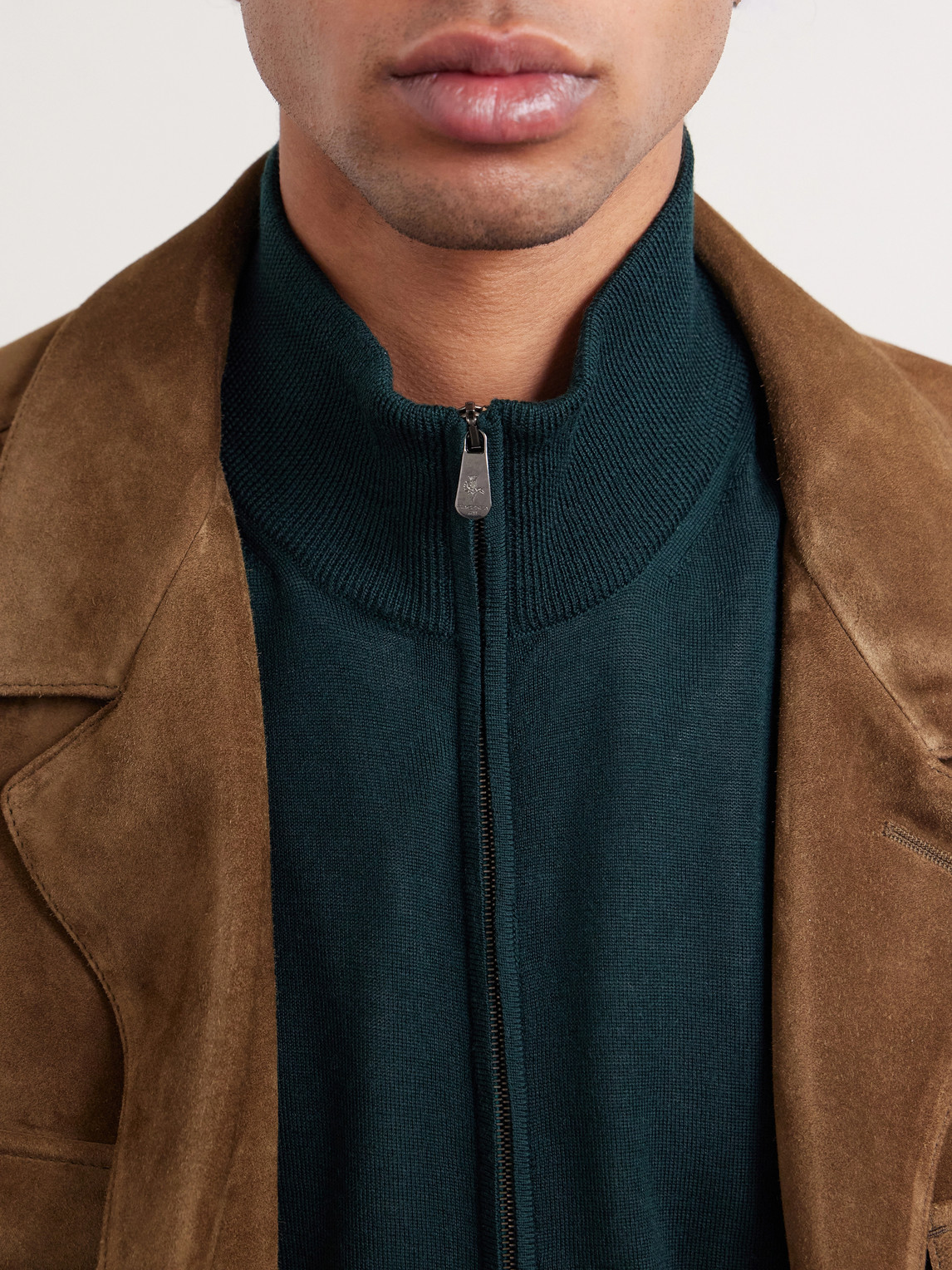 Slim-Fit Virgin Wool Zip-Up Cardigan