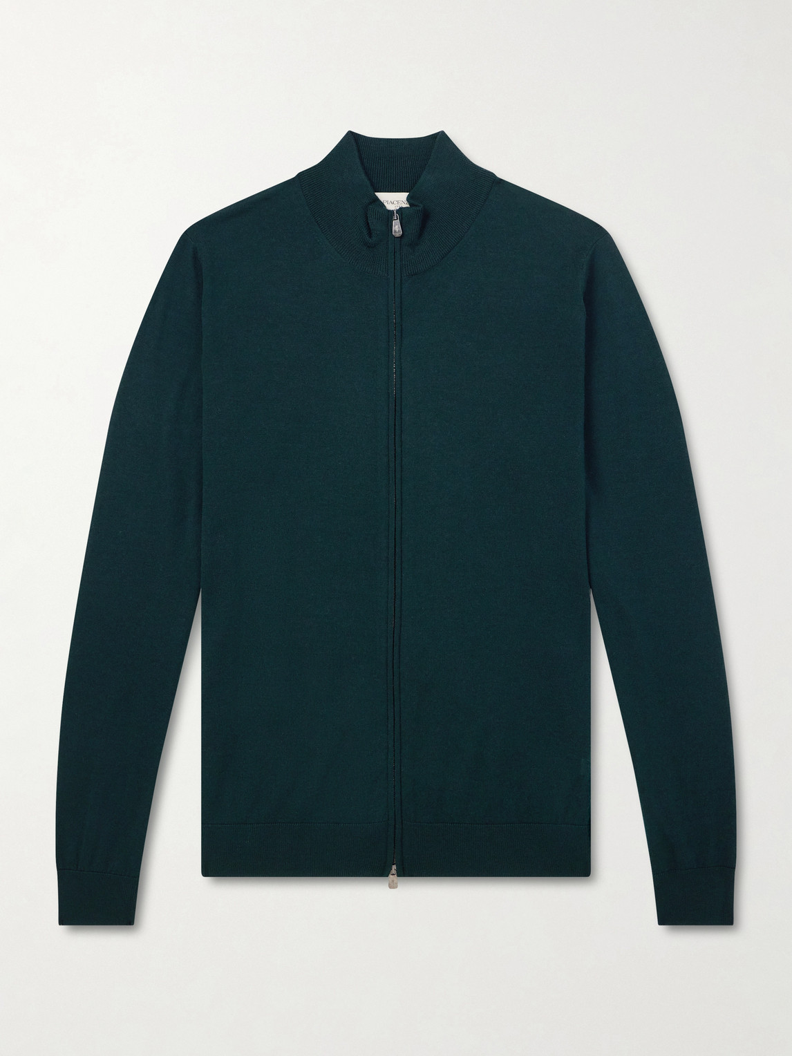 Piacenza 1733 Slim-fit Virgin Wool Zip-up Cardigan In Green