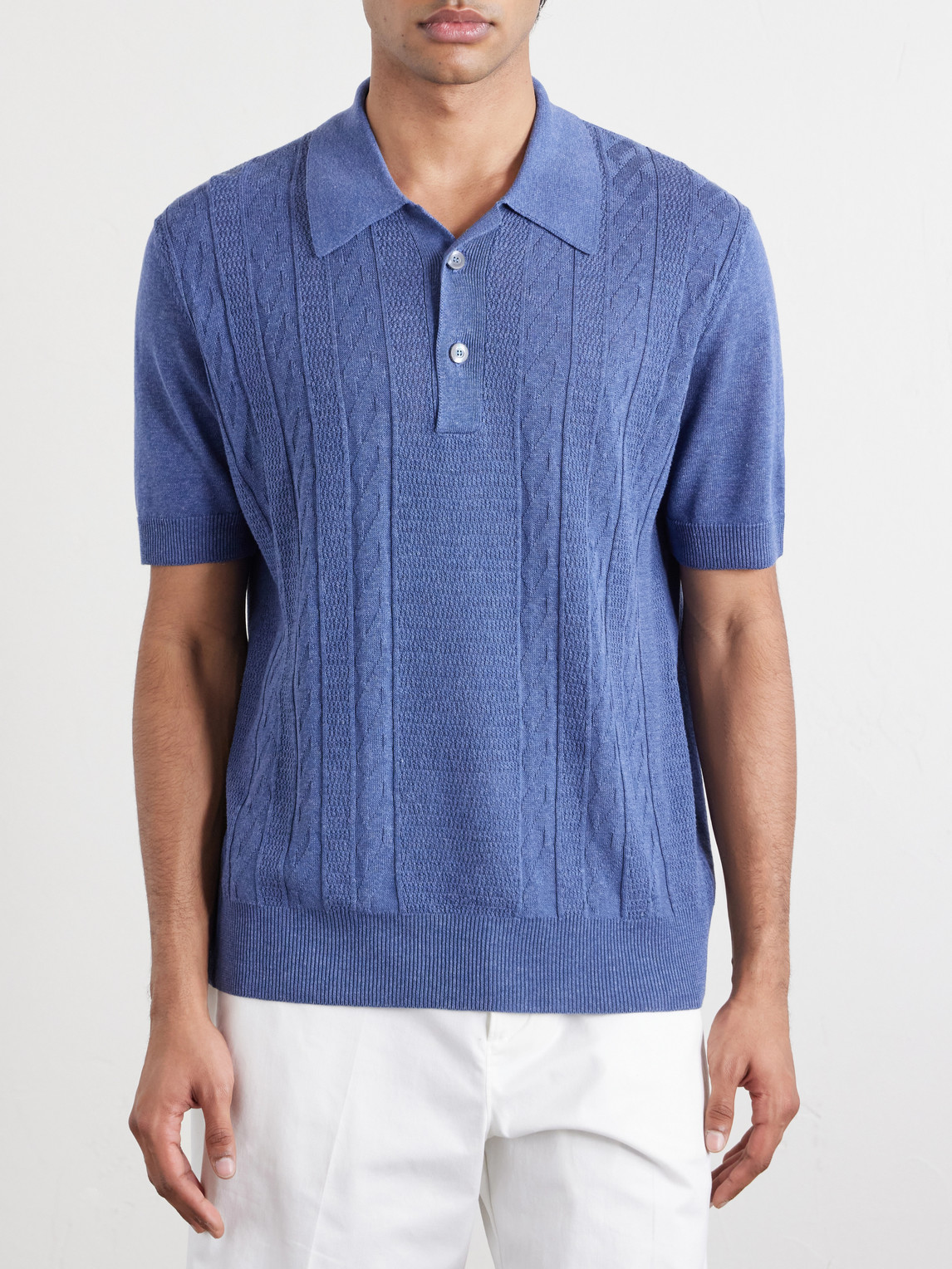 And Linen-Blend Polo Shirt