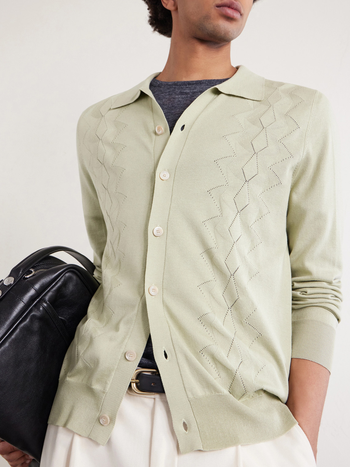 Pointelle-Knit Silk And Cotton-Blend Cardigan