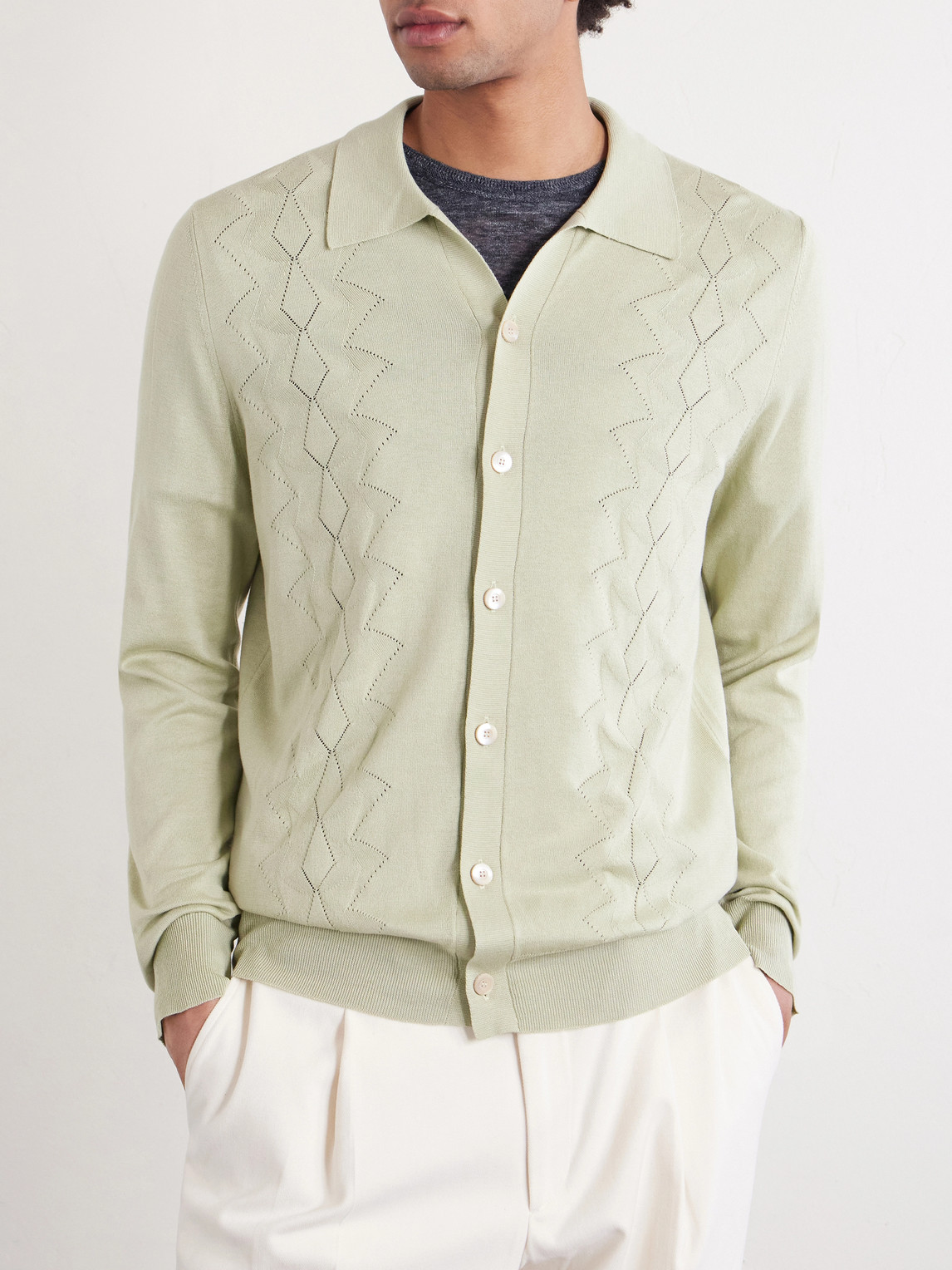 Pointelle-Knit Silk And Cotton-Blend Cardigan