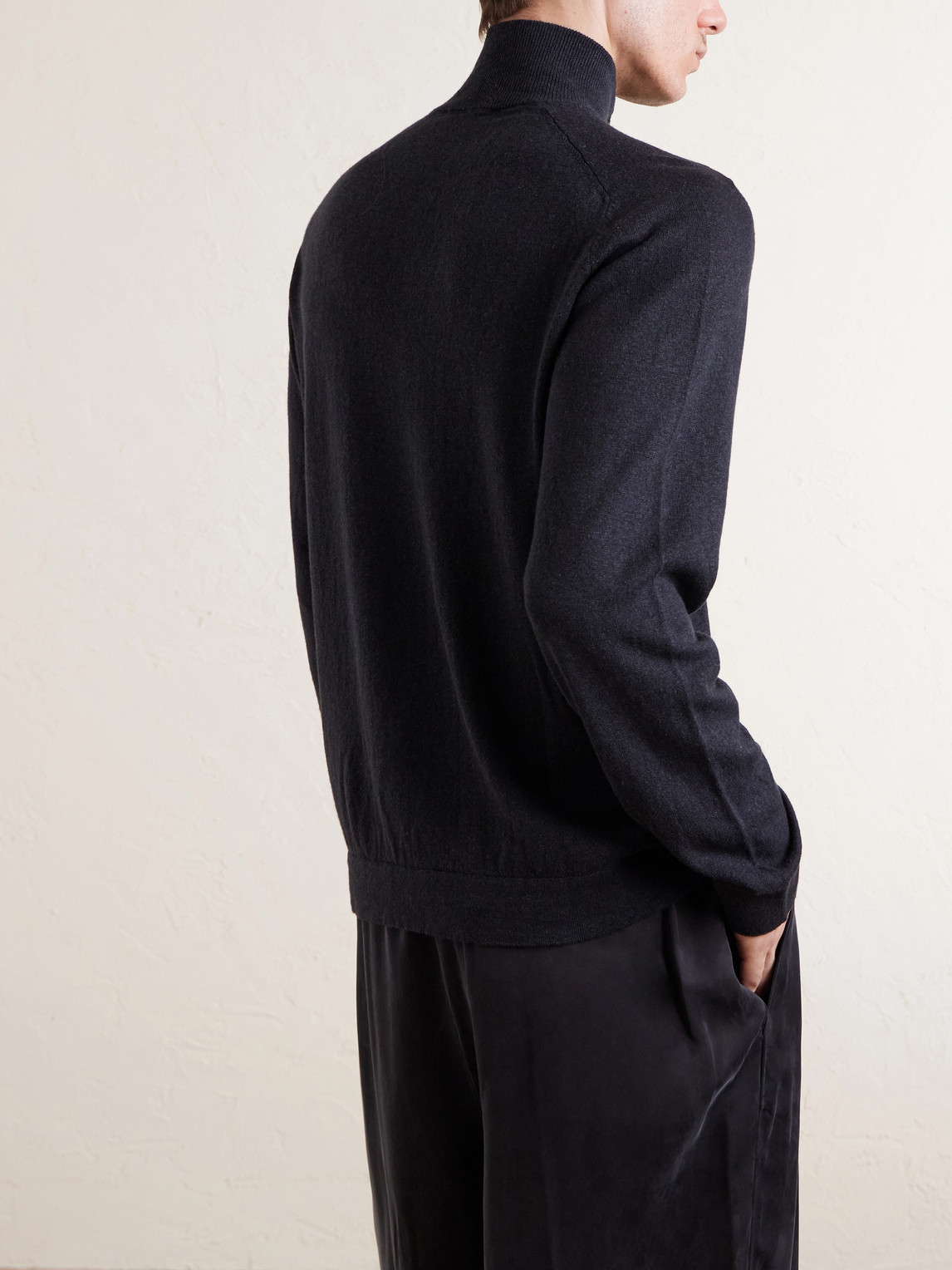 Lupetto Cashmere And Linen-Blend Half-Zipped Sweater