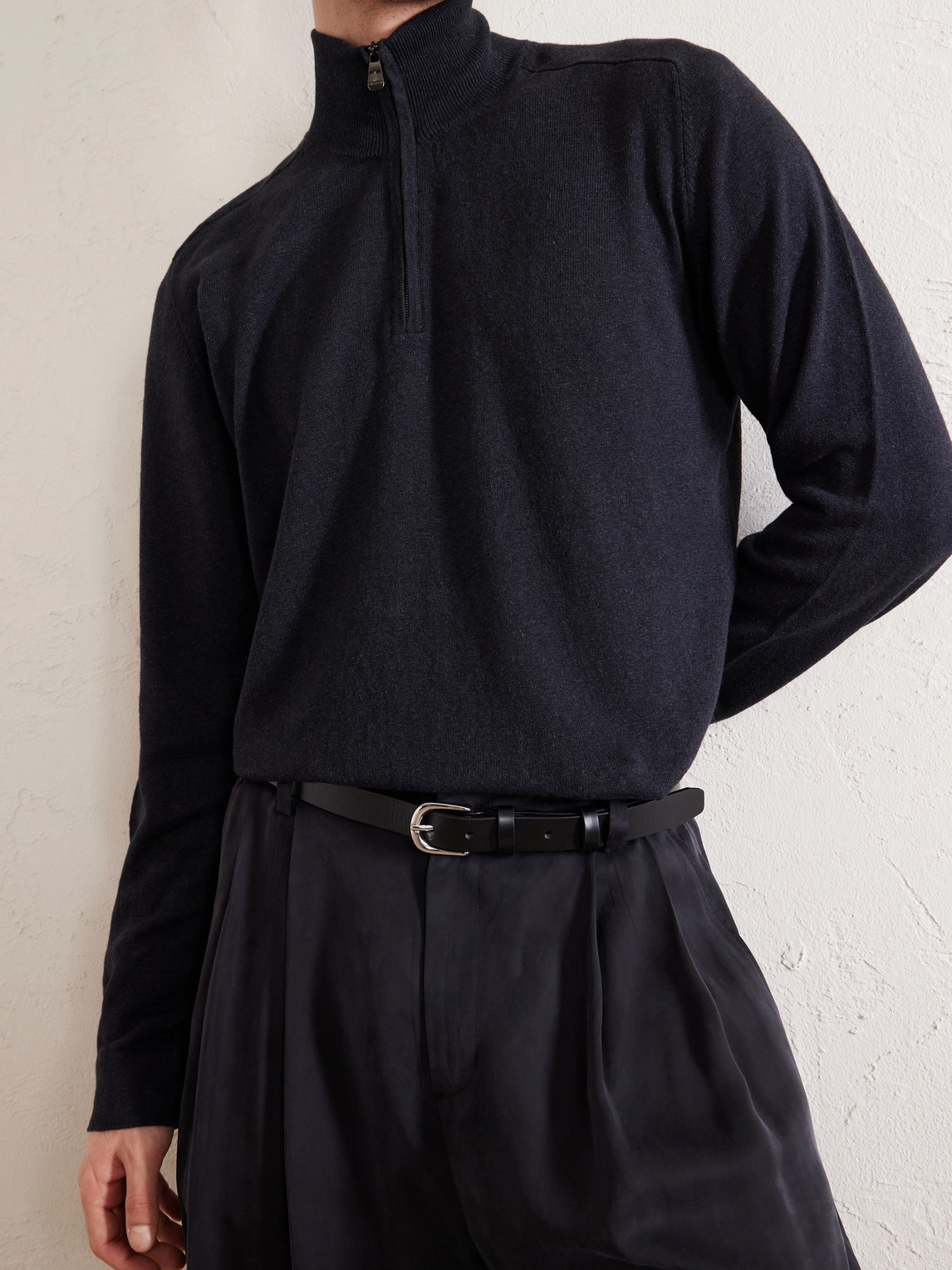 Lupetto Cashmere And Linen-Blend Half-Zipped Sweater