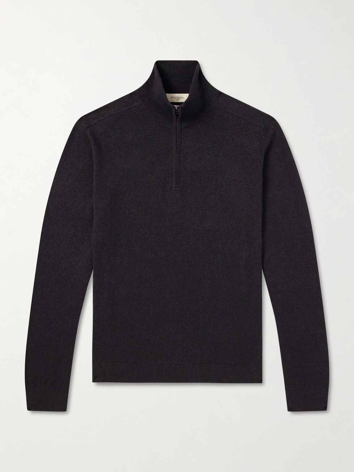 Piacenza 1733 Lupetto Cashmere And Linen-blend Half-zipped Sweater In Black