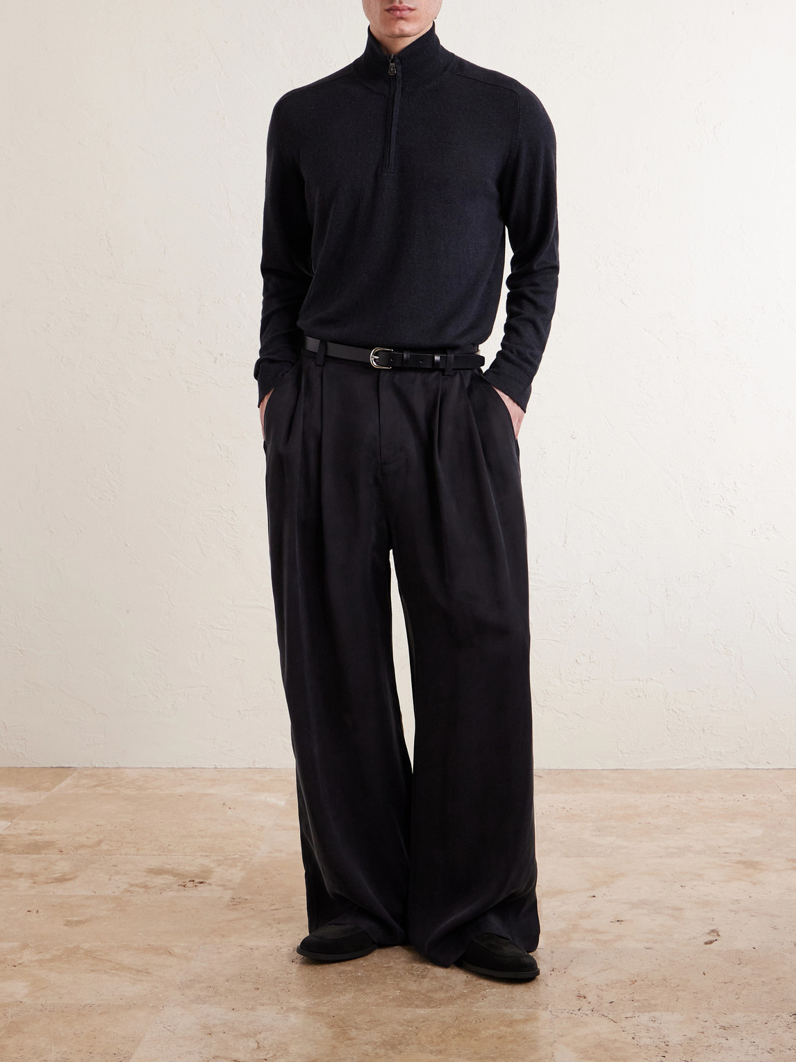 Lupetto Cashmere And Linen-Blend Half-Zipped Sweater