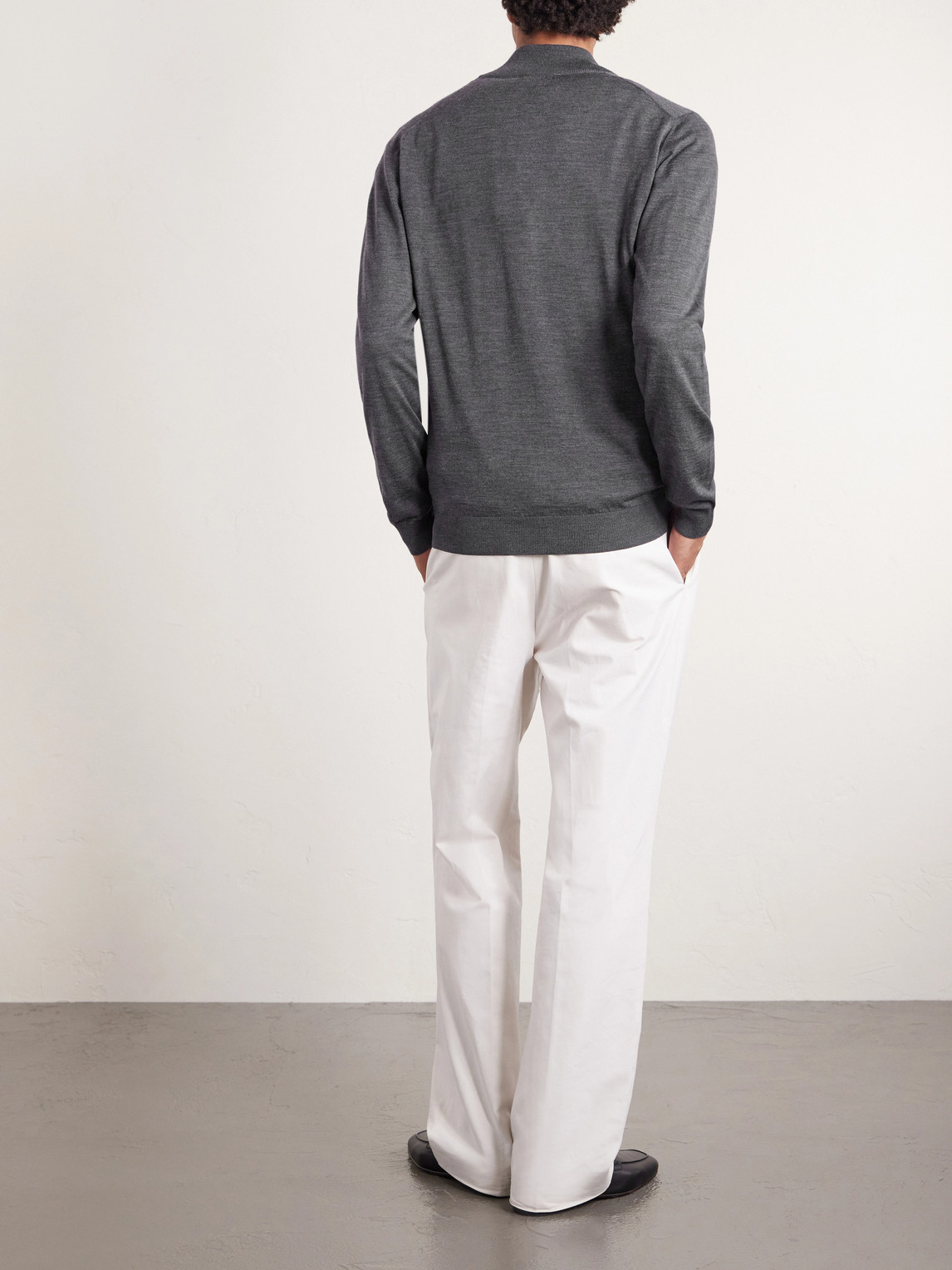 Slim-Fit Virgin Wool Zip-Up Cardigan