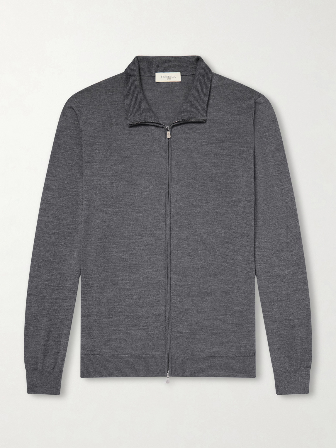 Piacenza 1733 Slim-fit Virgin Wool Zip-up Cardigan In Gray