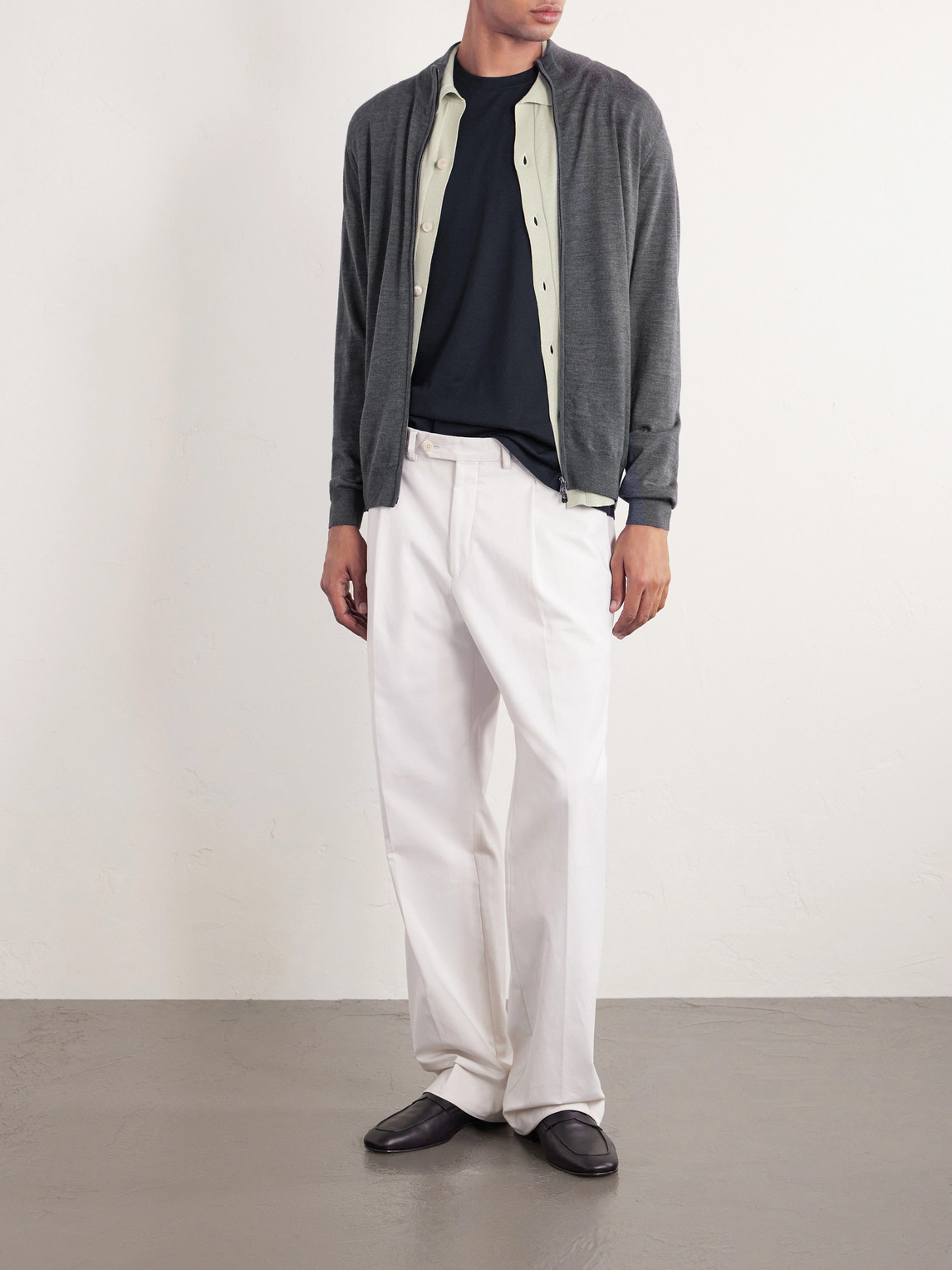 Slim-Fit Virgin Wool Zip-Up Cardigan