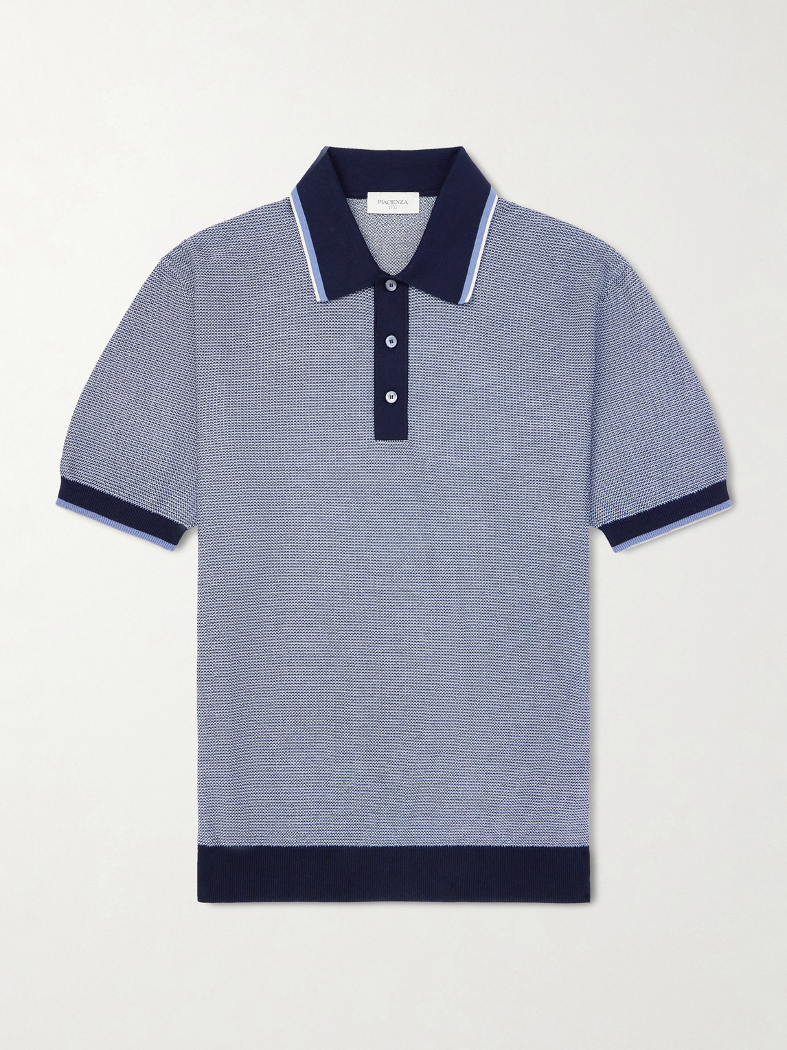 Piacenza 1733 Honeycomb-knit Cotton Polo Shirt In Blue