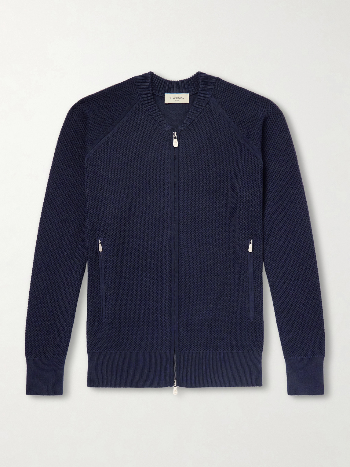 Piacenza 1733 Slim-fit Honeycomb-knit Cotton Bomber Jacket In Blue