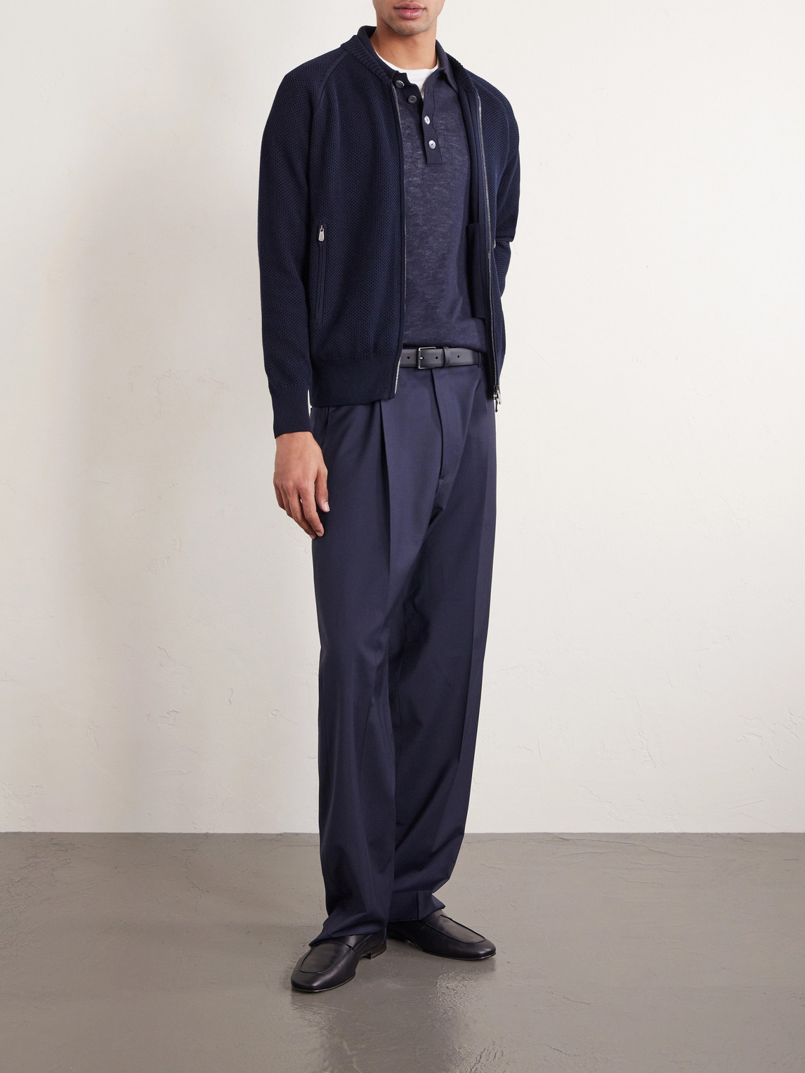 Slim-Fit Honeycomb-Knit Cotton Bomber Jacket