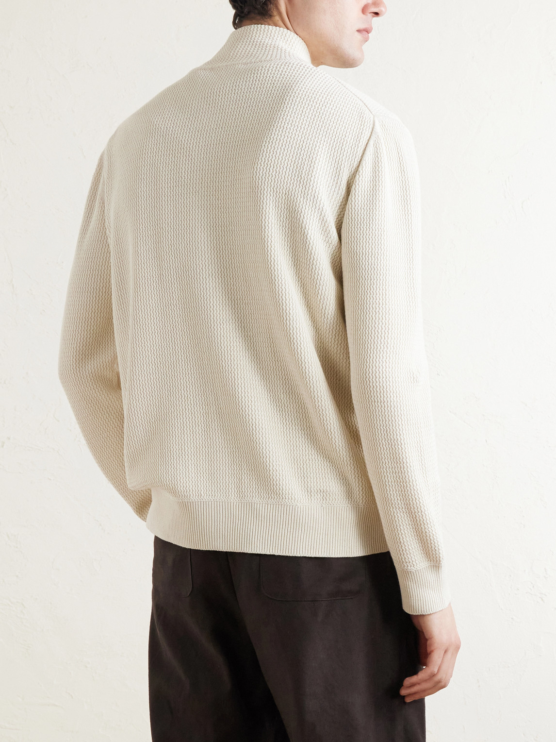 Knitted Silk And Linen-Blend Zip-Up Cardigan
