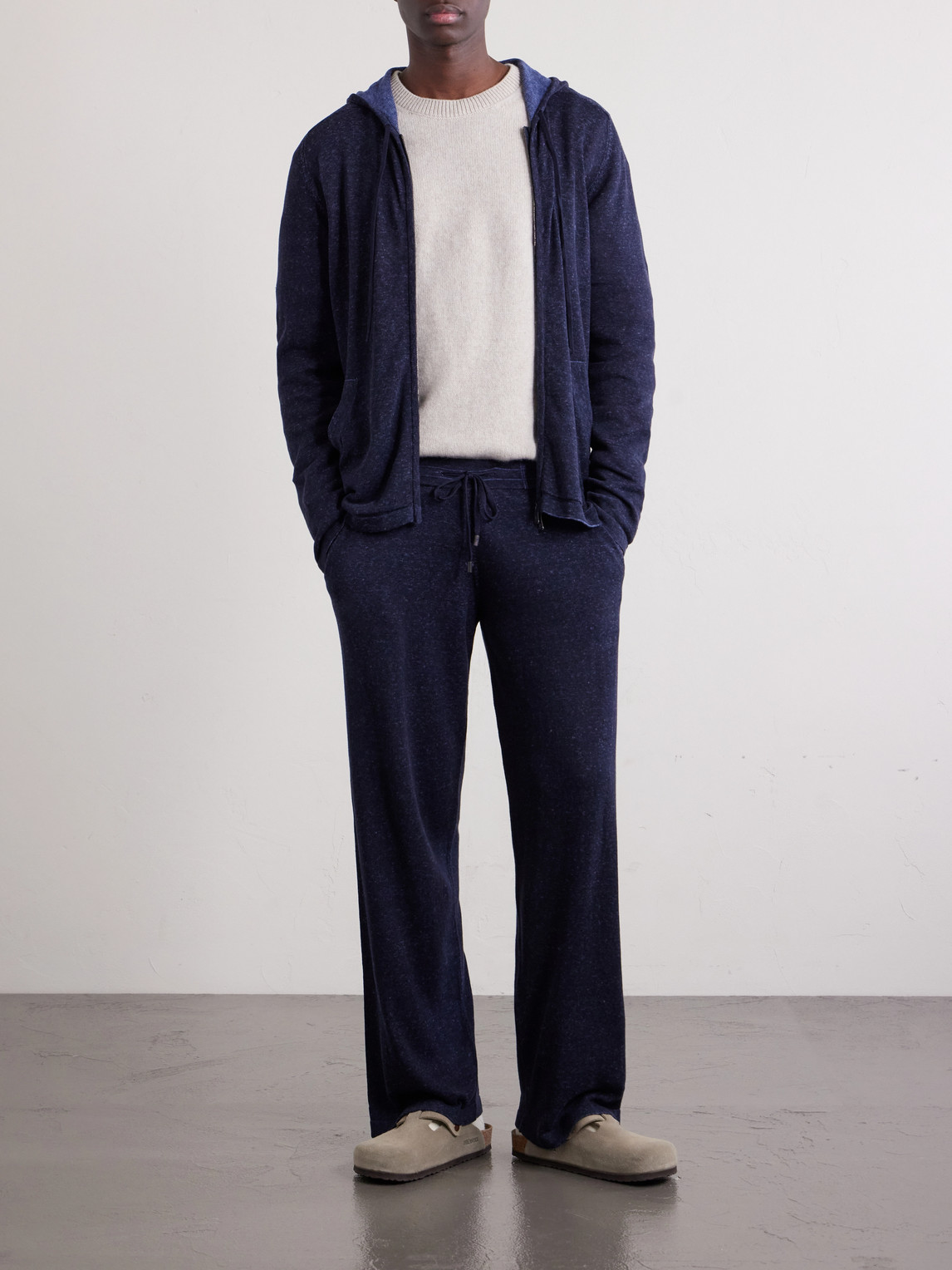 Straight-Leg Silk And Linen-Blend Drawstring Sweatpants
