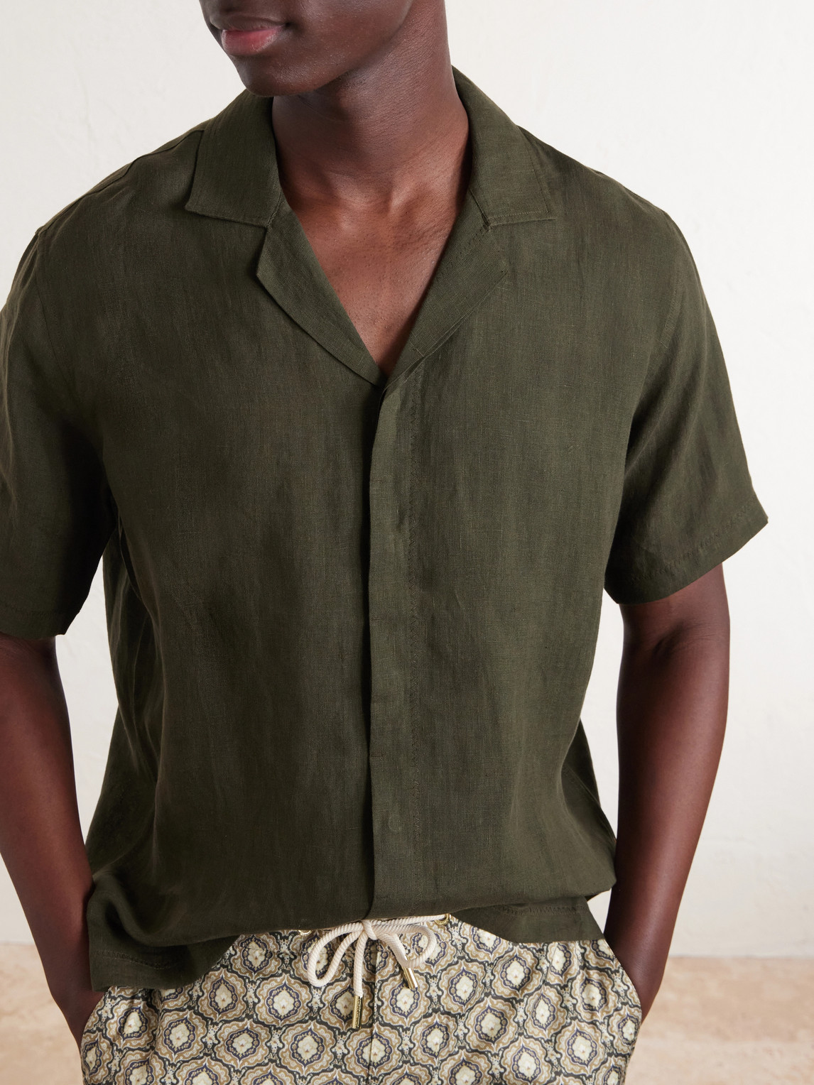 Maitan Ii Camp-Collar Linen Shirt