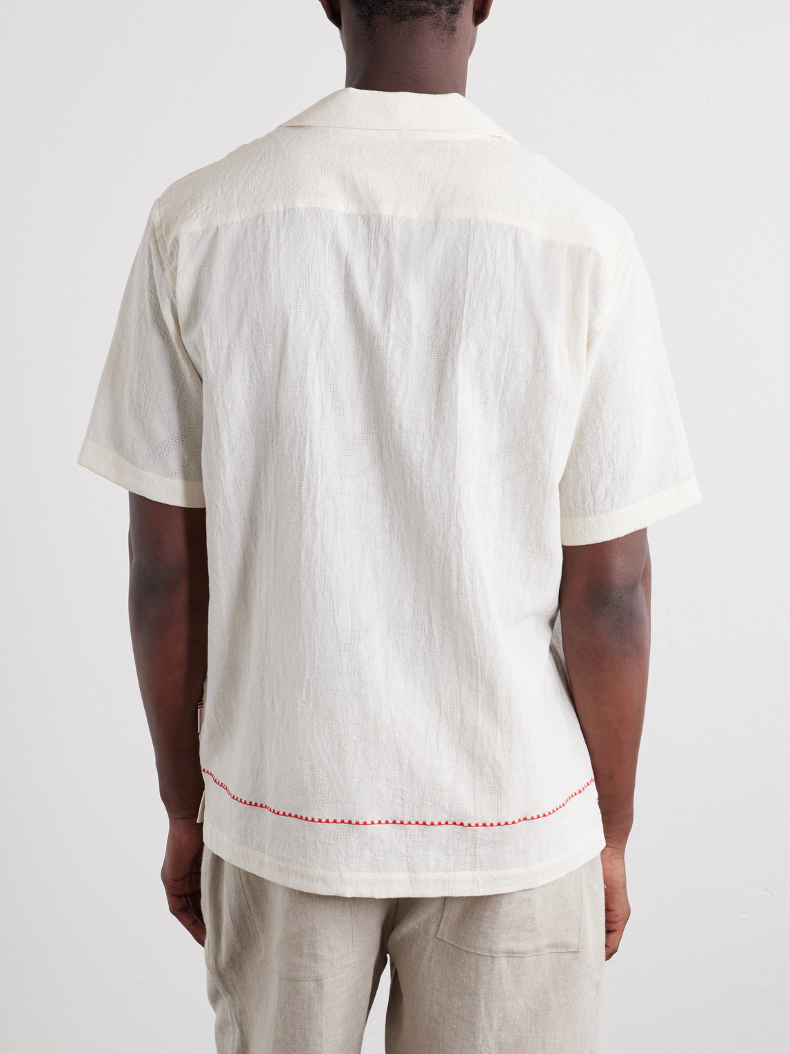 Maitan Camp-Collar Embroidered Cotton Shirt