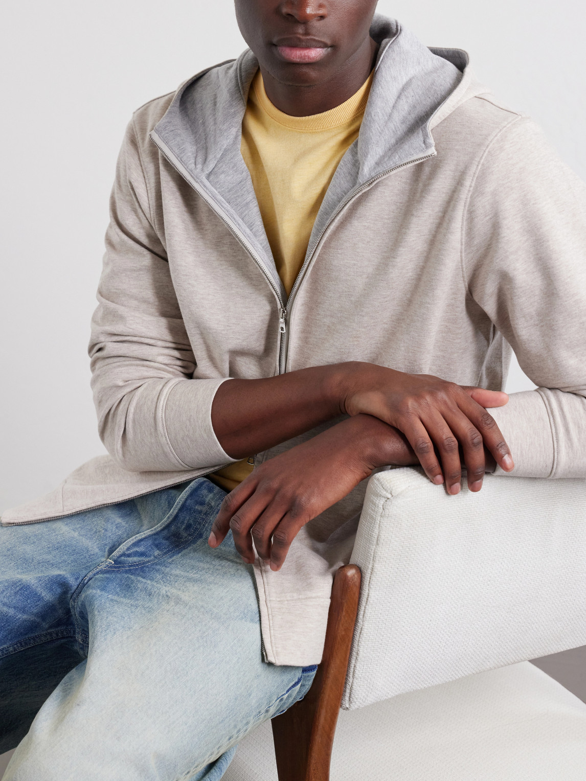 Cotton-Blend Zip-Up Hoodie