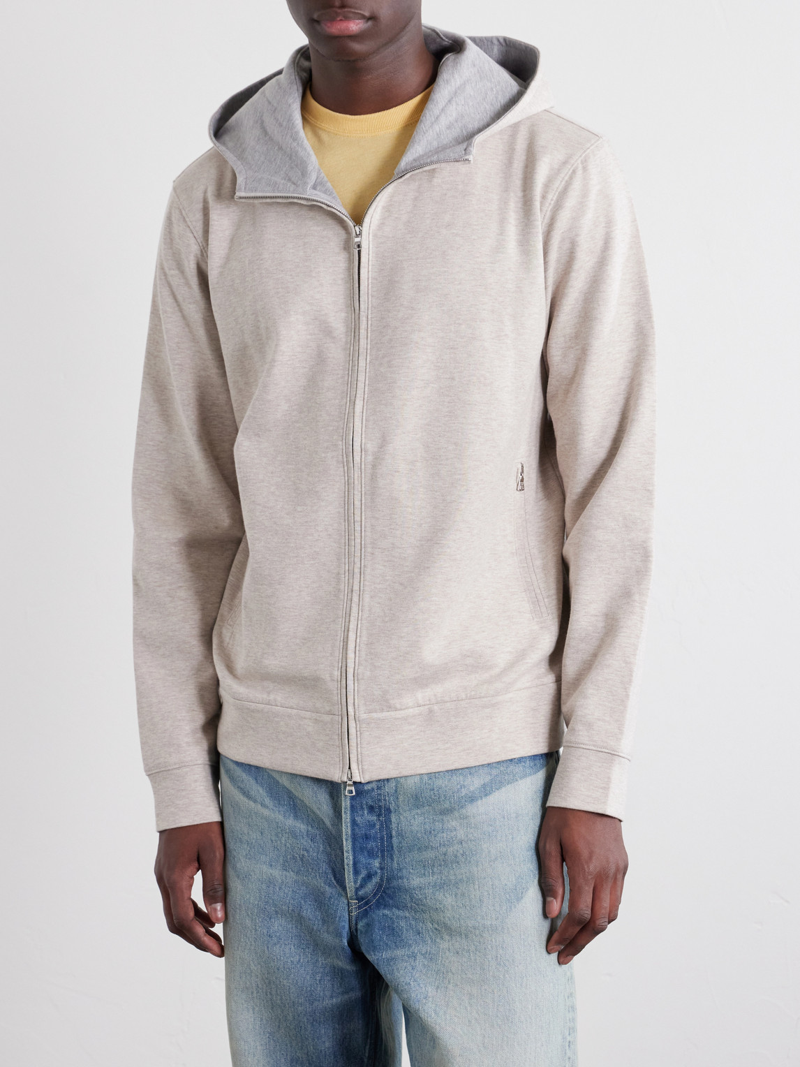 Cotton-Blend Zip-Up Hoodie