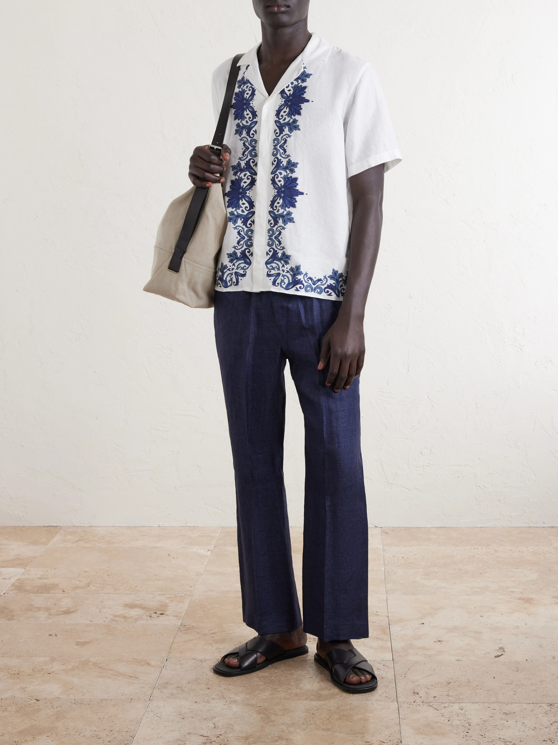 Maitan Mirabello Camp-Collar Linen