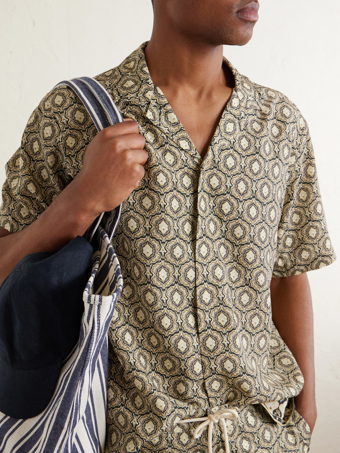 Maitan Passetto Camp-Collar Printed Lyocell Shirt