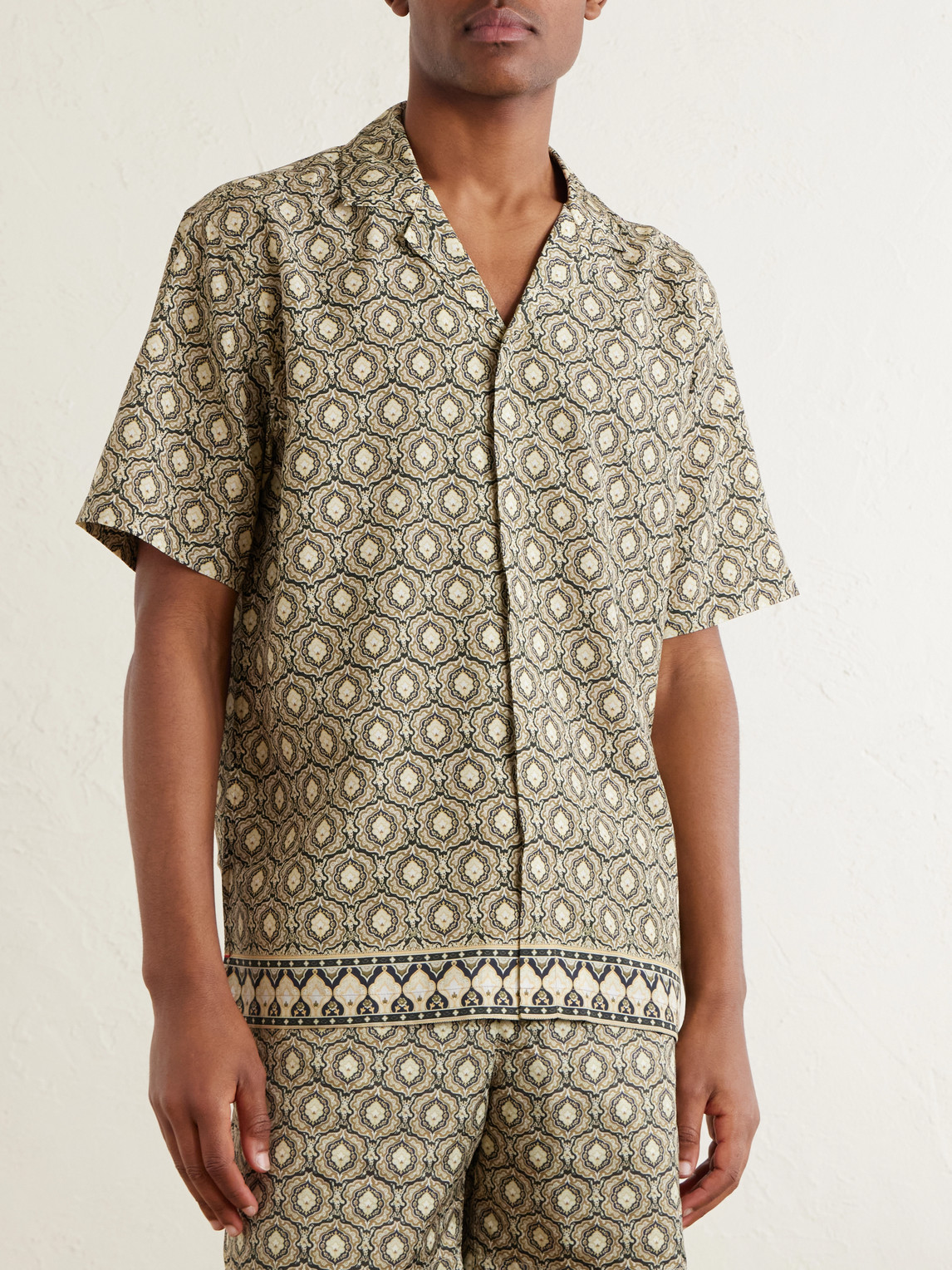Maitan Passetto Camp-Collar Printed Lyocell Shirt