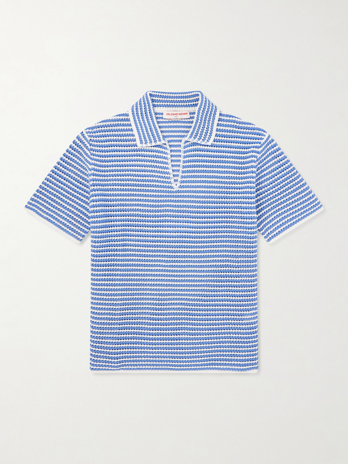Orlebar Brown Batten Striped Open-Knit Cotton Polo Shirt - Men