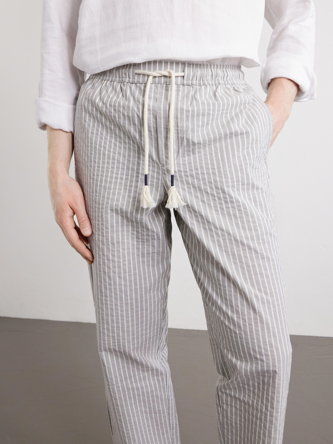 Sonoran Straight-Leg Striped Cotton-Blend Seersucker Trousers