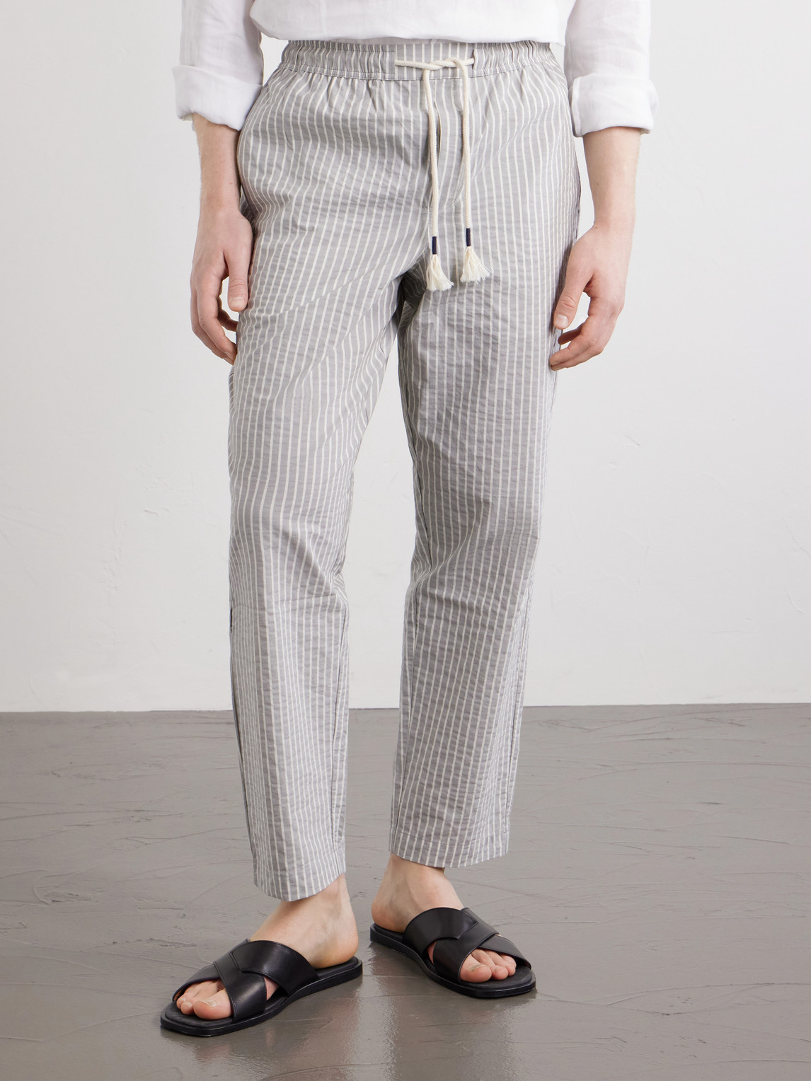  Orlebar Brown - Sonoran Straight-leg Striped Cotton-blend Seersucker Trousers - Men - Gray - Uk/us 30 