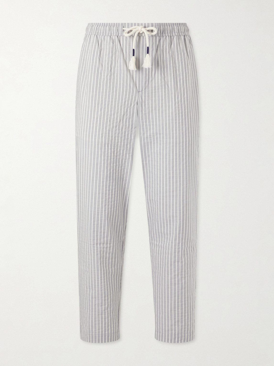 Orlebar Brown Sonoran Straight-leg Striped Cotton-blend Seersucker Trousers In Gray