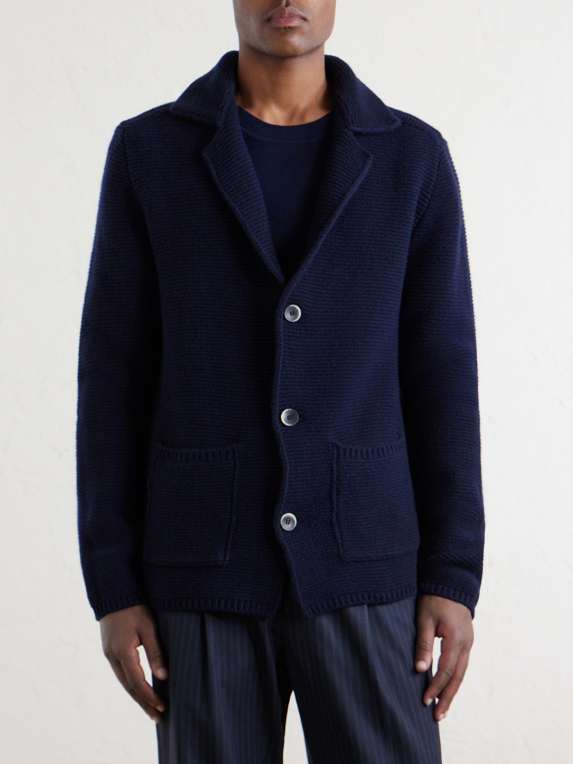  Altea - Knitted Virgin Wool Blazer - Men - Blue - Xs 