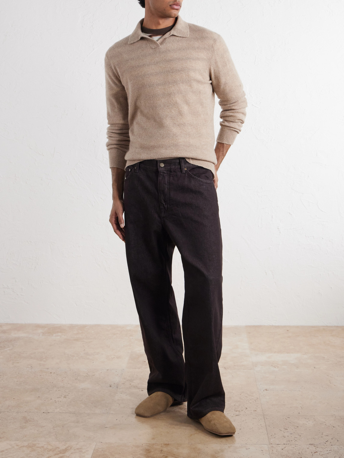 Wool And Cashmere-Blend Polo Sweater