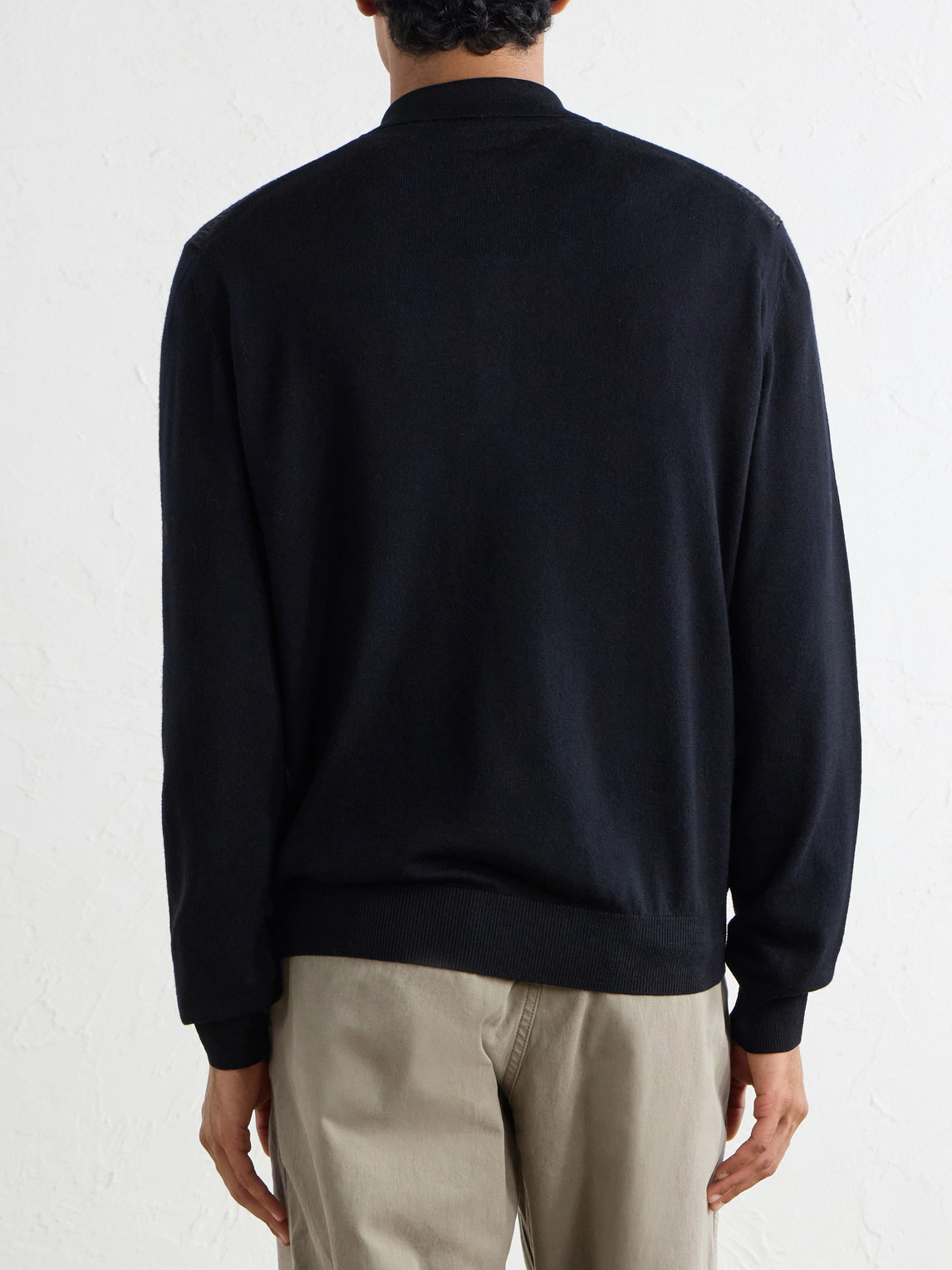 Wool And Lyocell-Blend Polo Sweater
