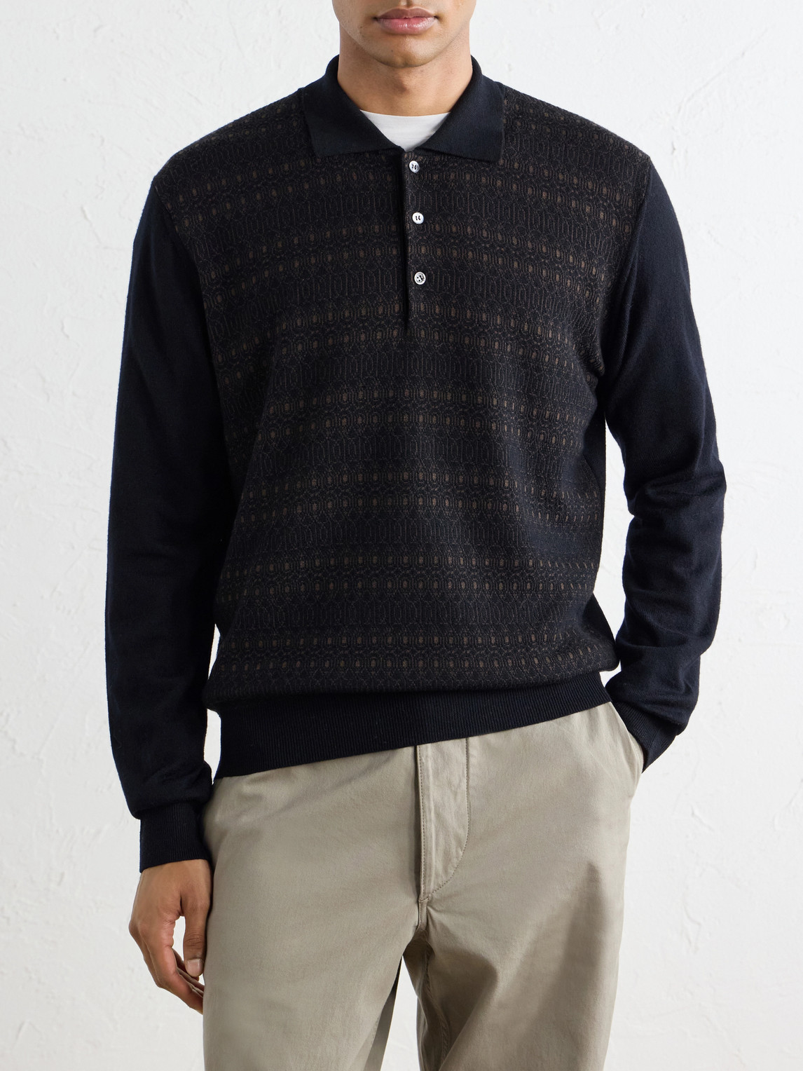 Wool And Lyocell-Blend Polo Sweater