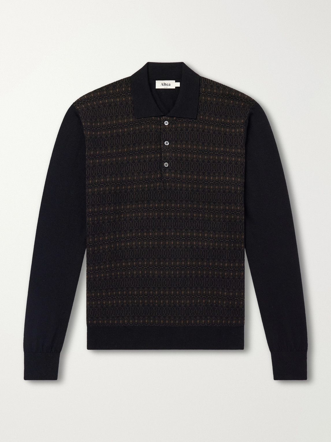 Altea – Wool and Lyocell-Blend Polo Sweater