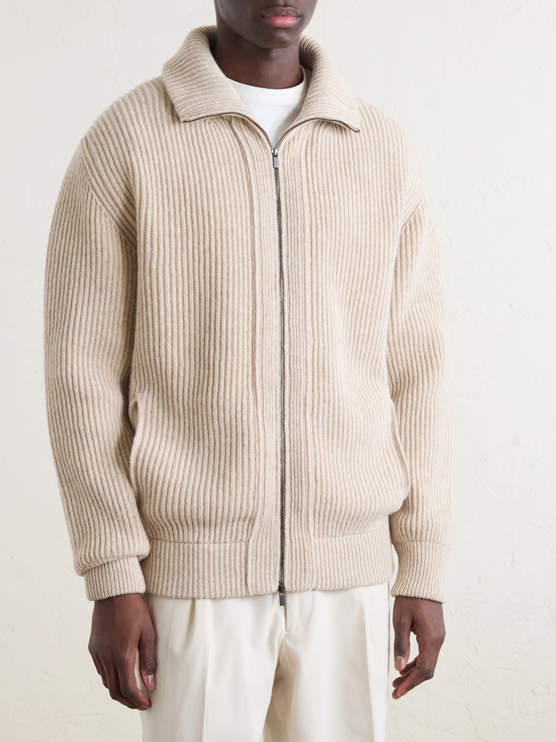 Ribbed Virgin Wool Cardigan