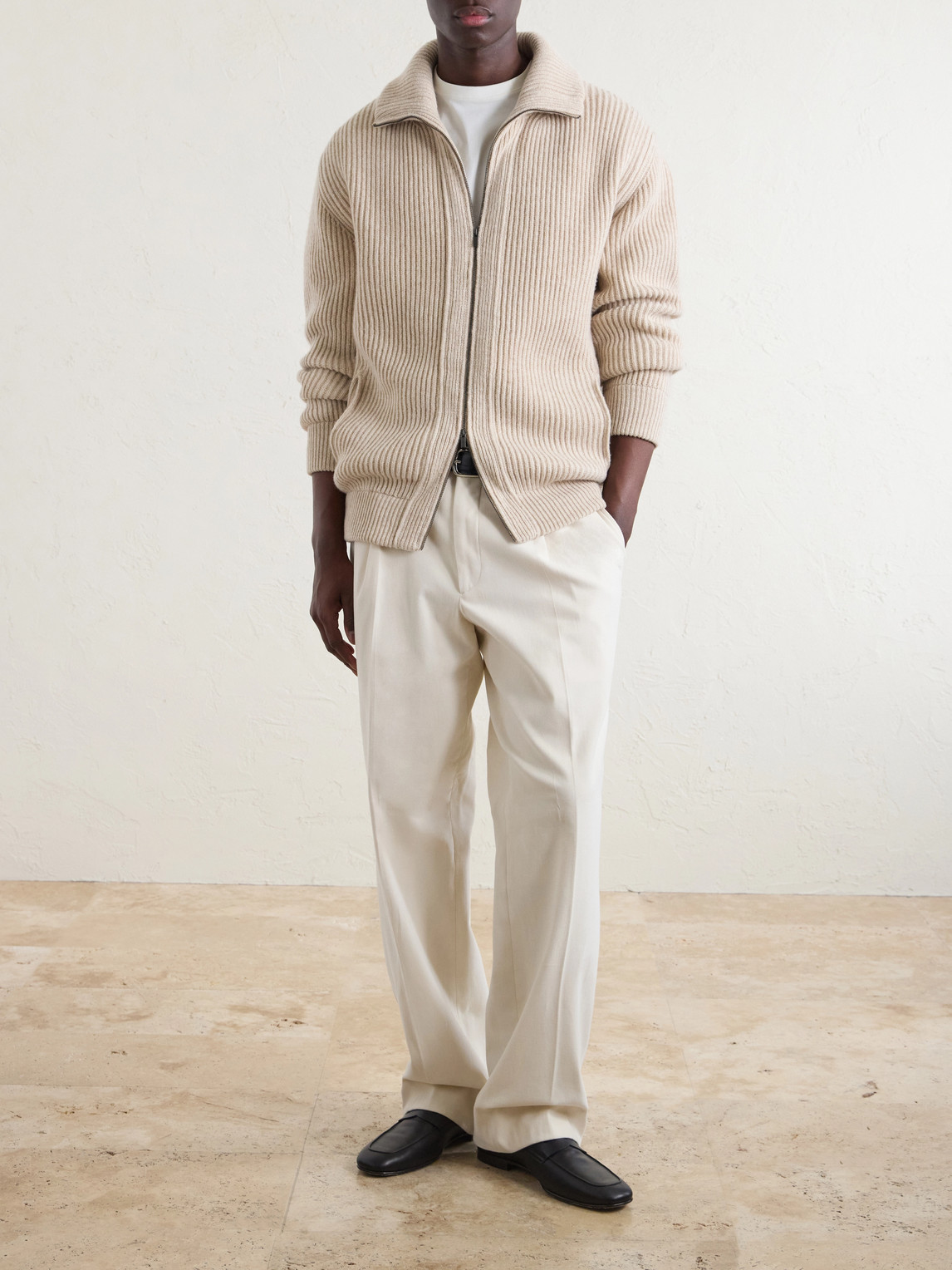 Ribbed Virgin Wool Cardigan