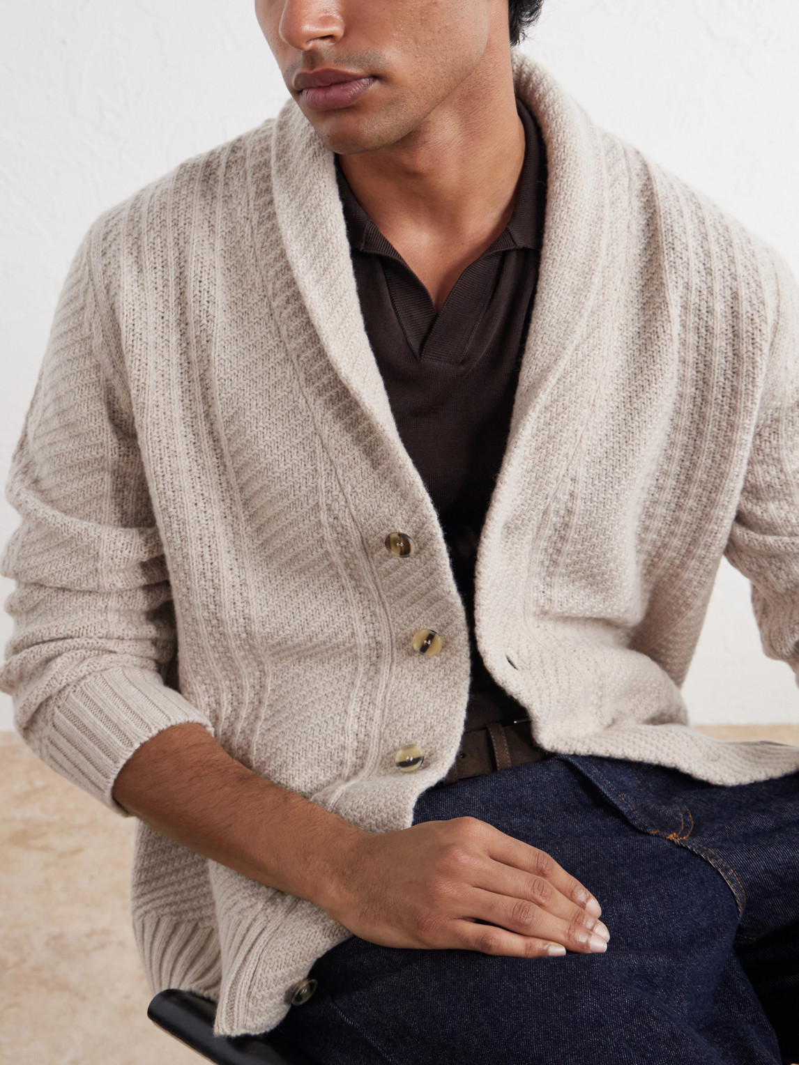 Shawl-Collar Wool And Cashmere-Blend Cardigan