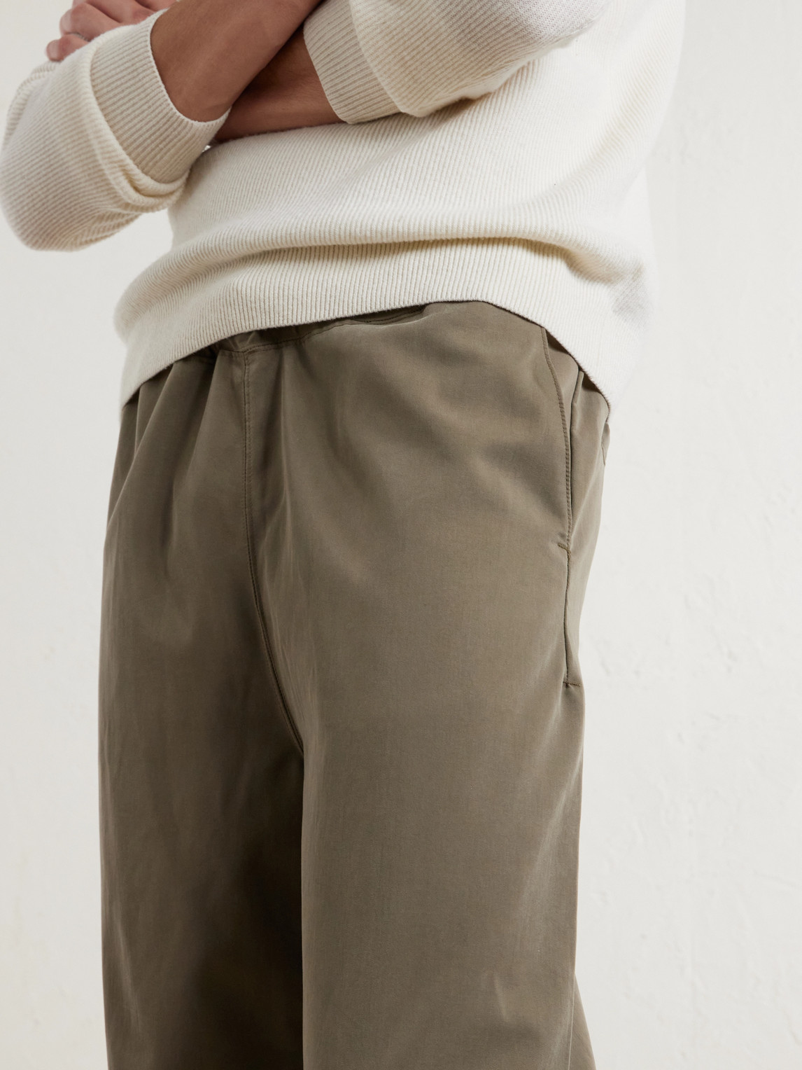 Straight-Leg Twill Trousers