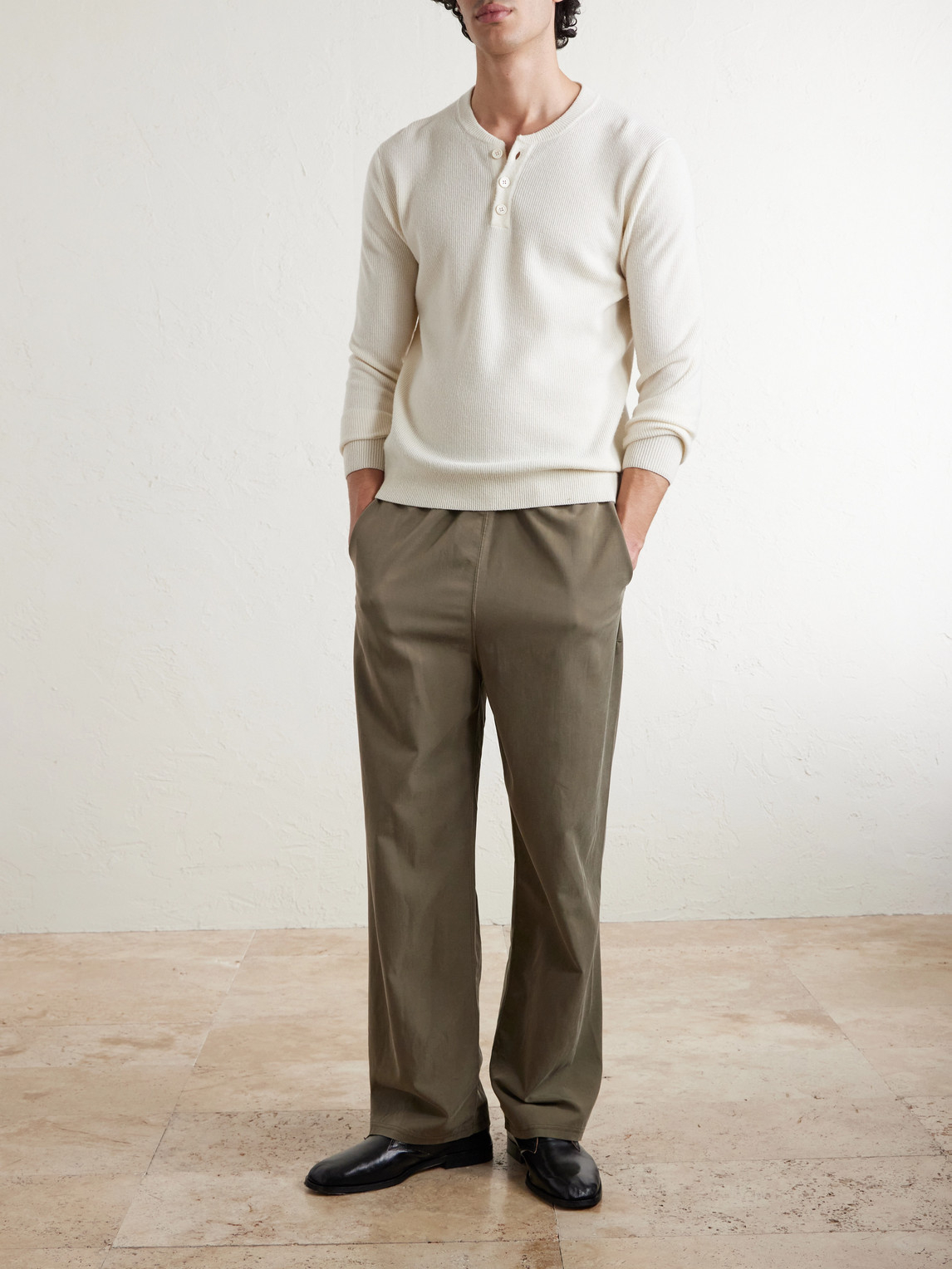 Straight-Leg Twill Trousers