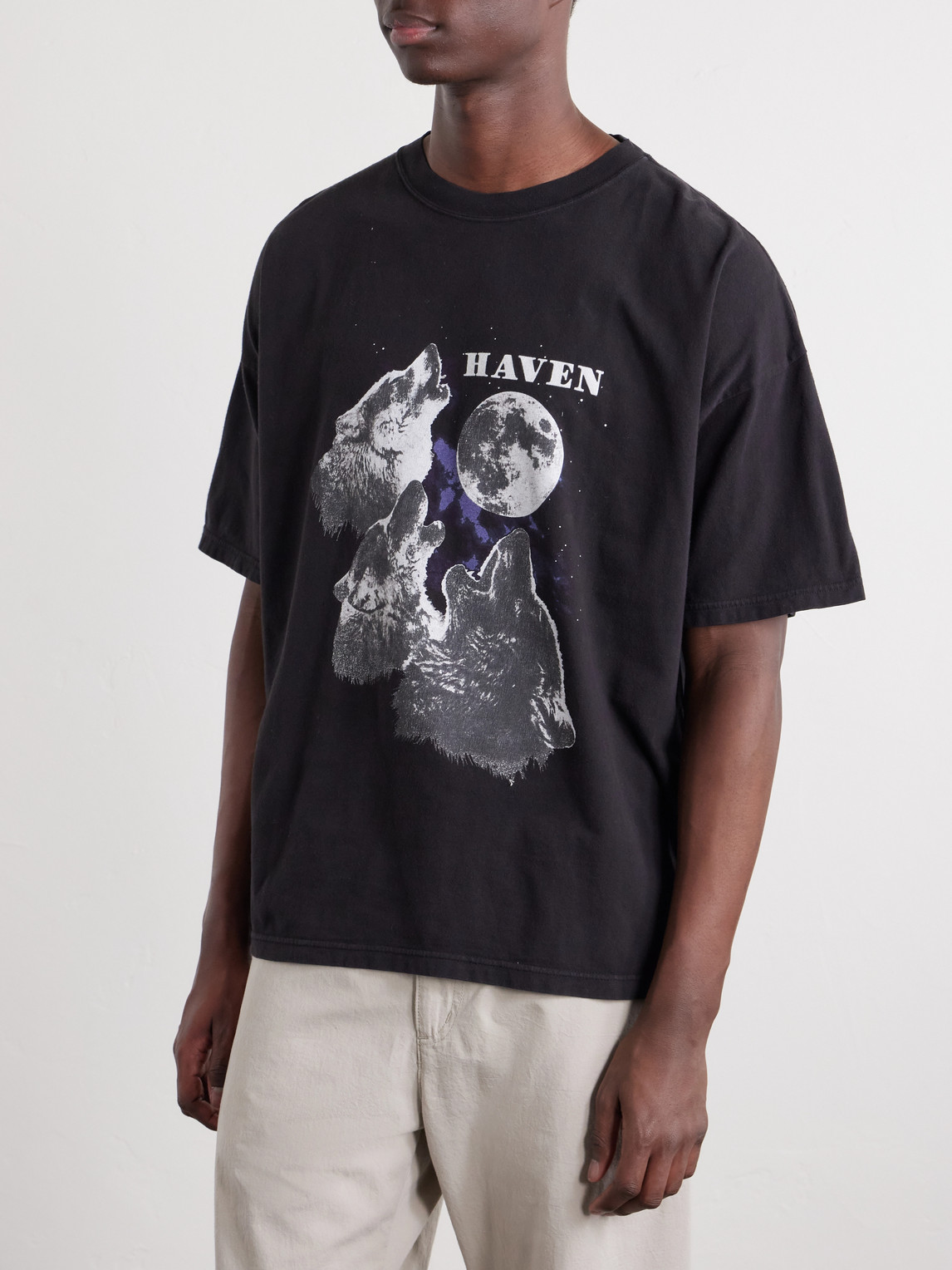 Howling Wolves Printed Cotton-Jersey T-Shirt