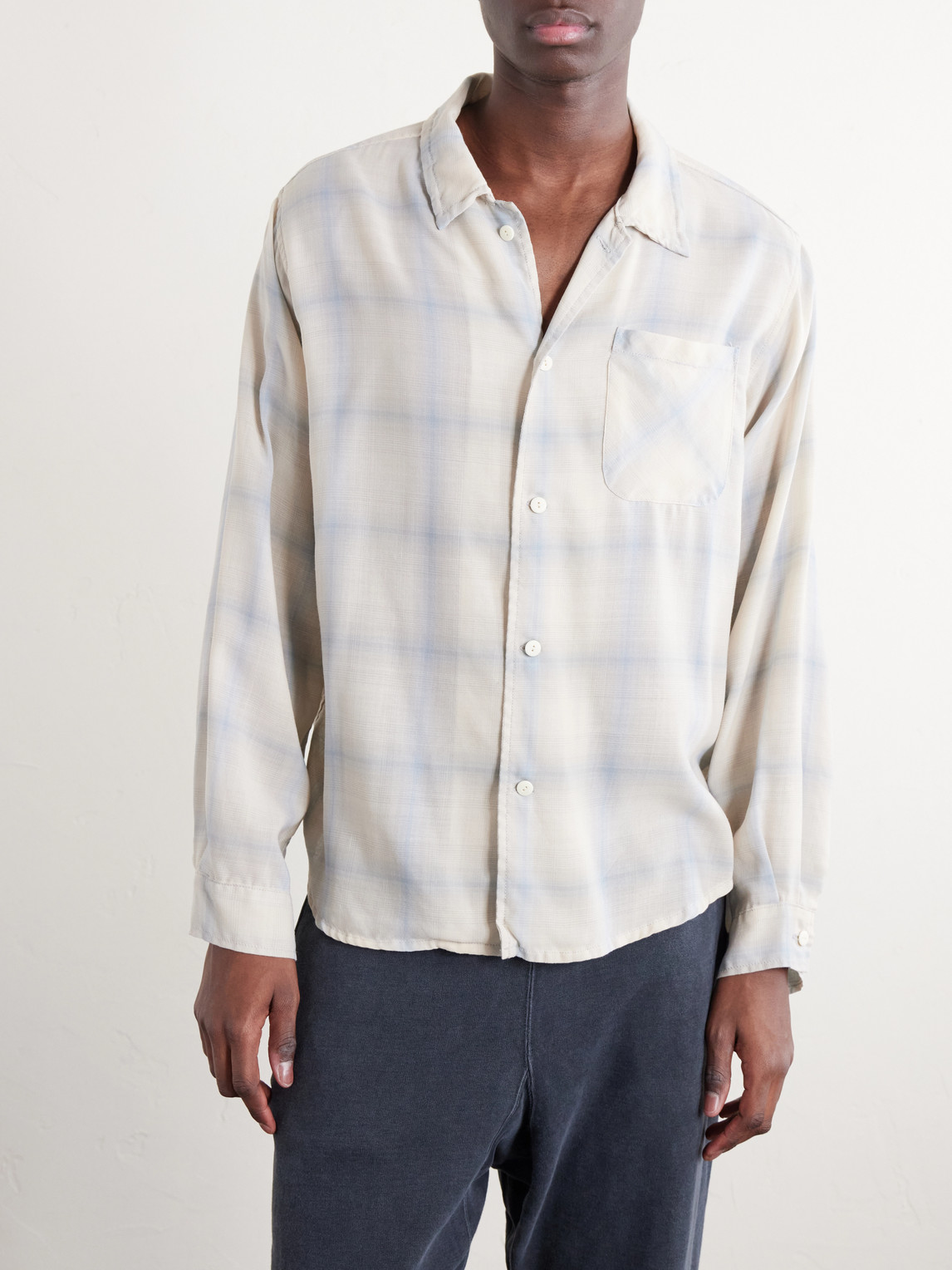 Remi Relief - Viyella Checked Wool-blend Shirt - Men - Blue - S 