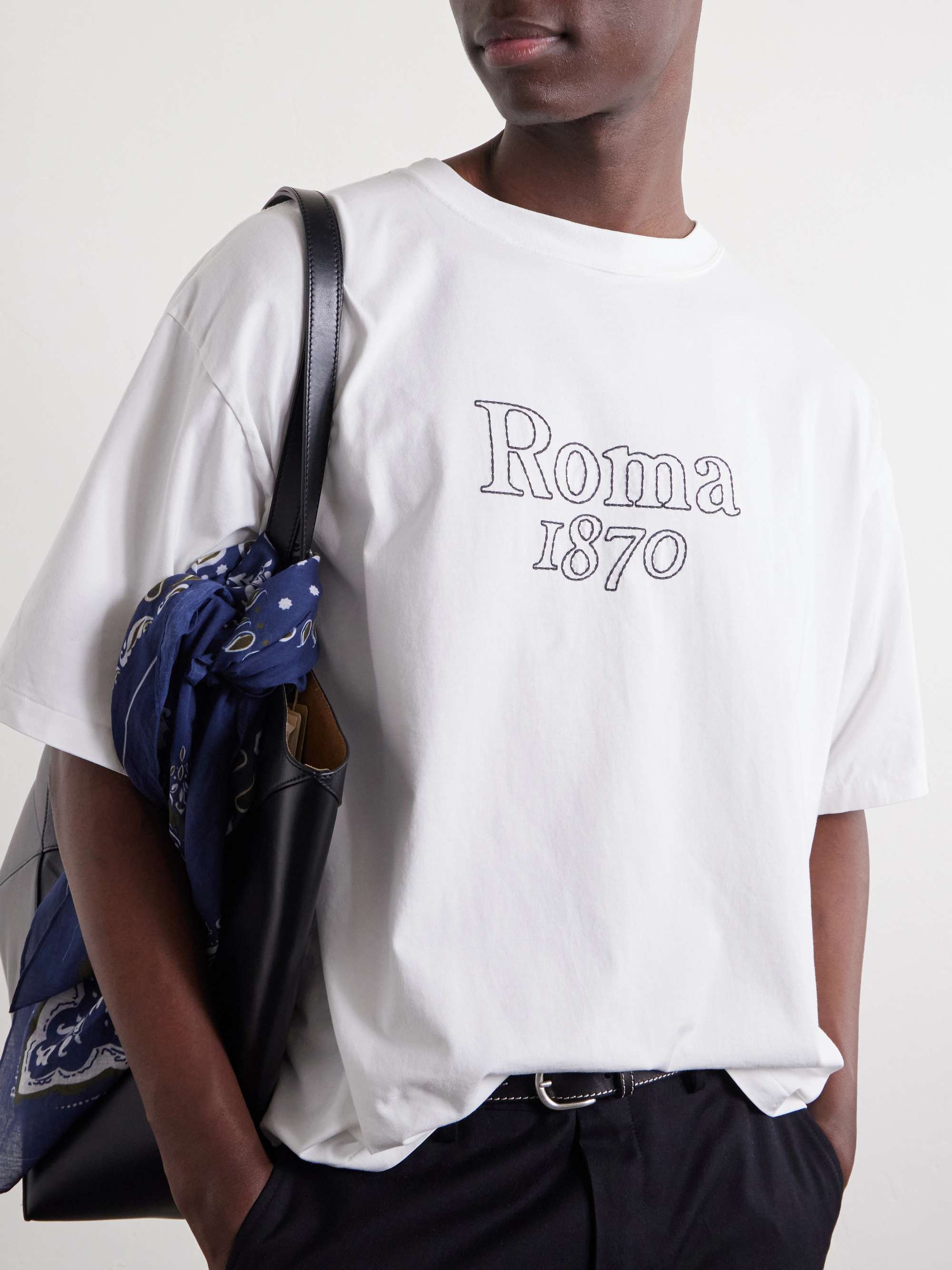 REMI RELIEF Roma 1870 Embroidered Cotton-Jersey T-Shirt for Men