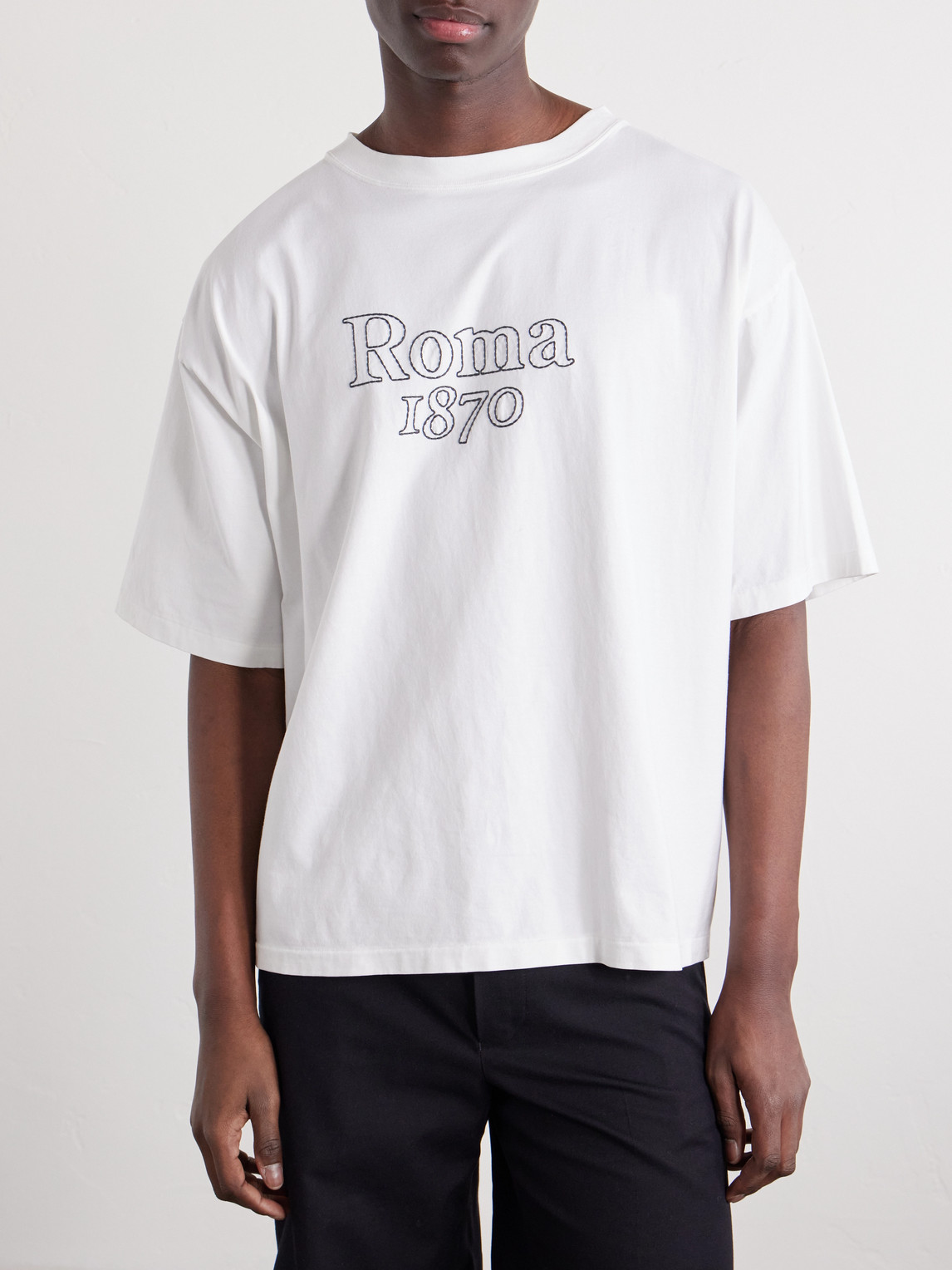 Roma 1870 Embroidered Cotton-Jersey T-Shirt