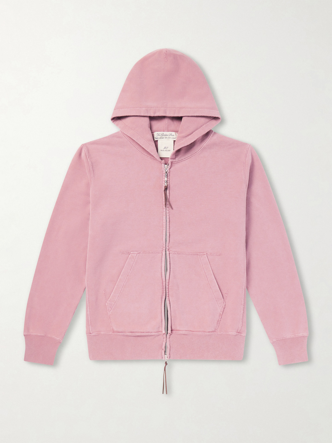 Remi Relief - Distressed Cotton-Jersey Zip-Up Hoodie - Curated