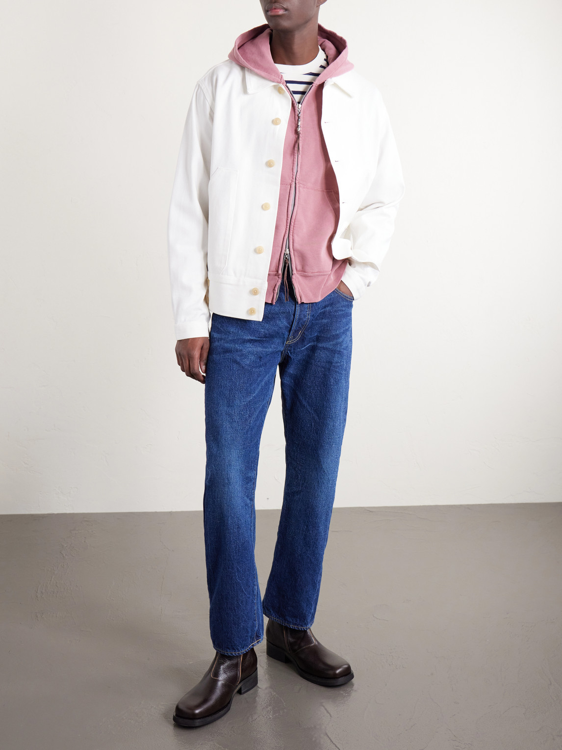 1954 Straight-Leg Cropped Distressed Jeans