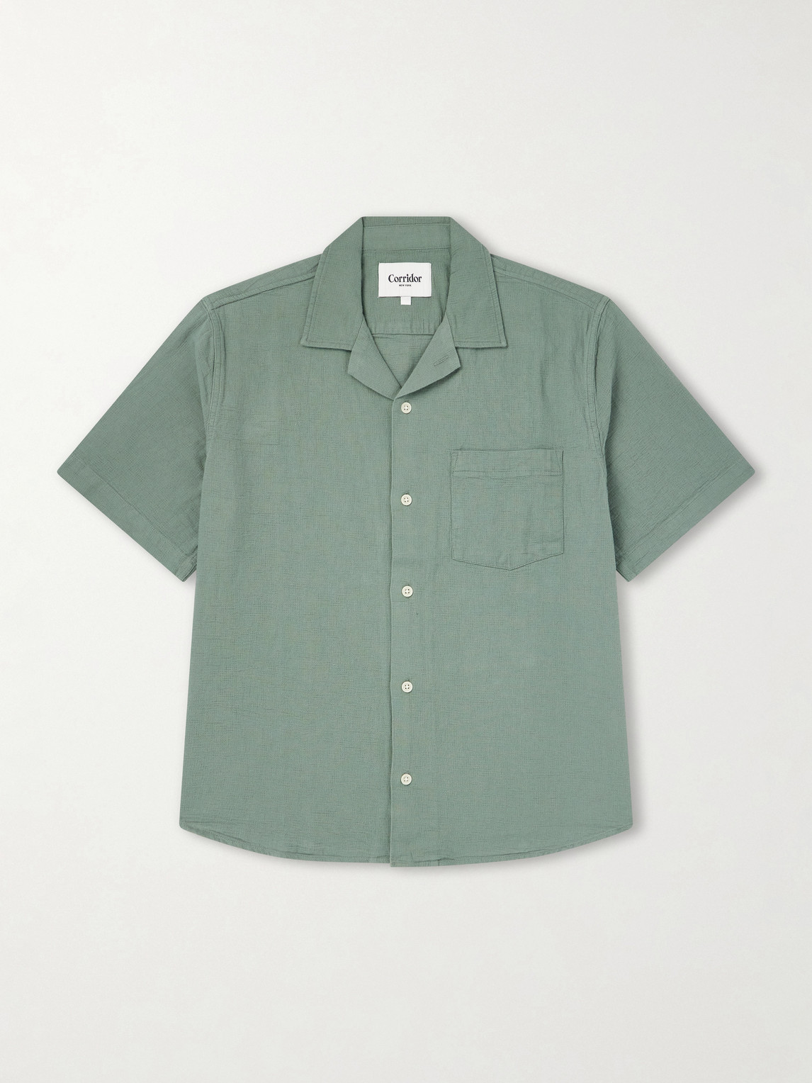 Corridor Convertible-Collar Cotton-Hopsack Shirten