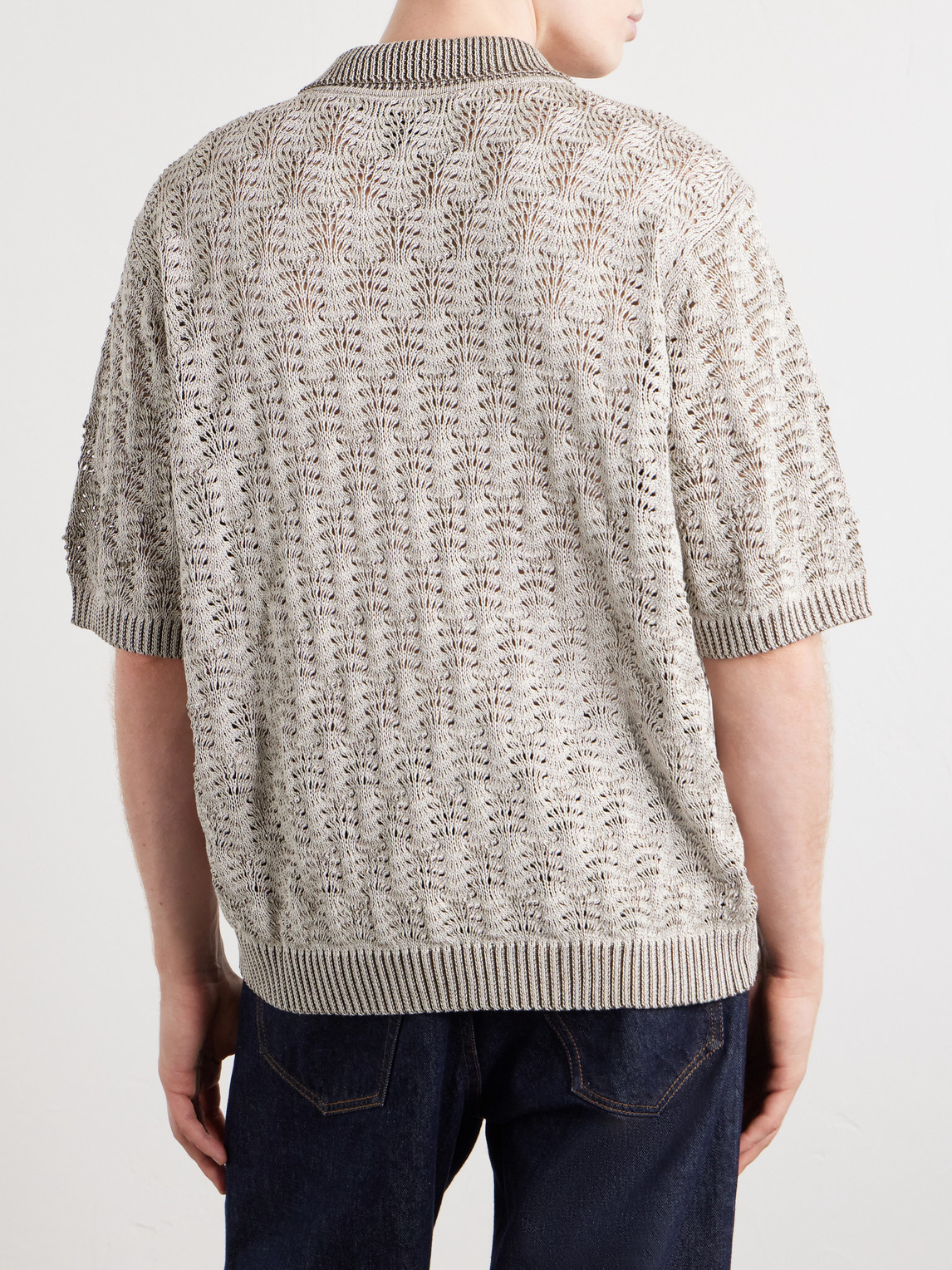 Open-Knit Pima Cotton Polo Shirt
