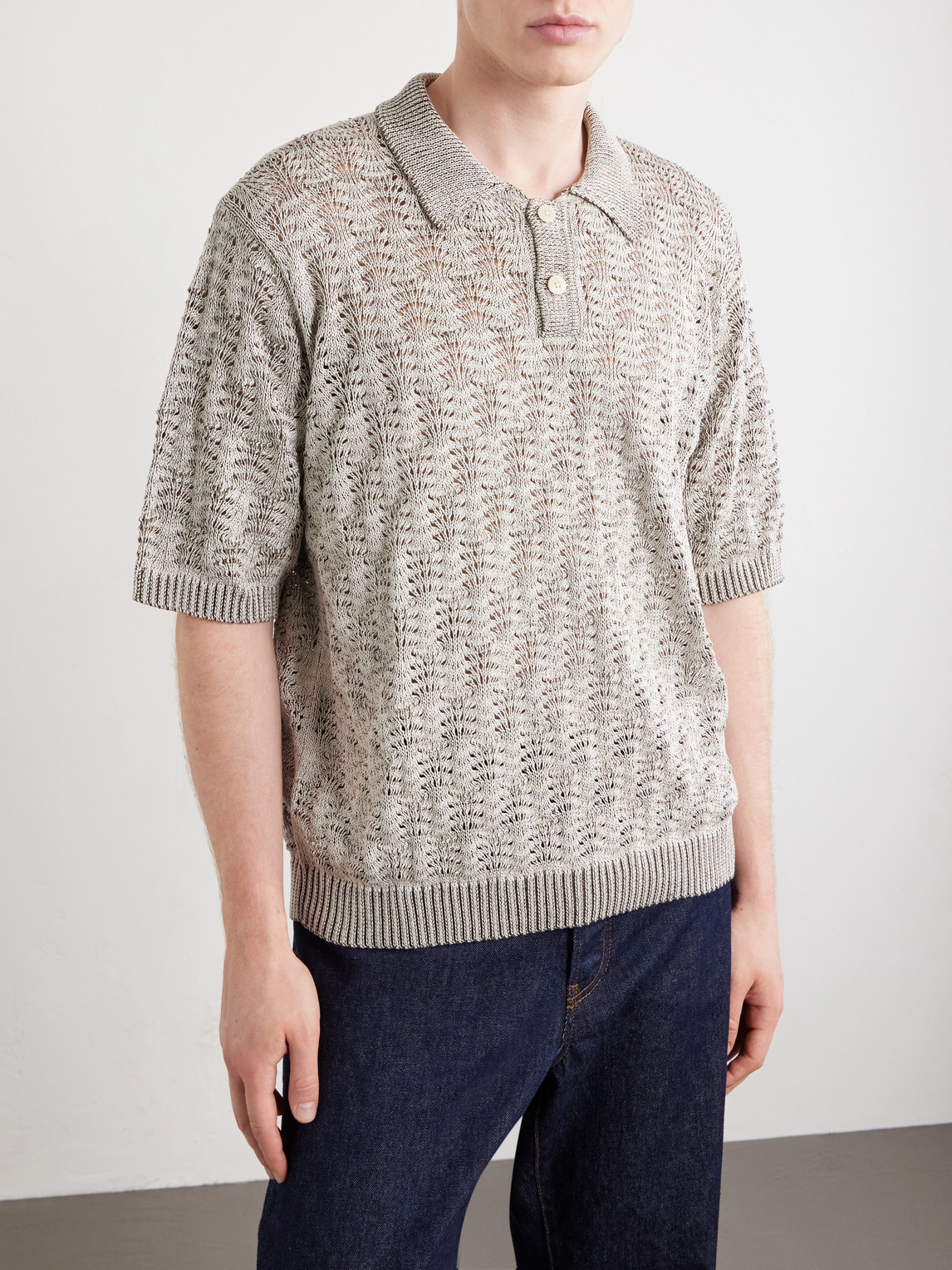 Open-Knit Pima Cotton Polo Shirt