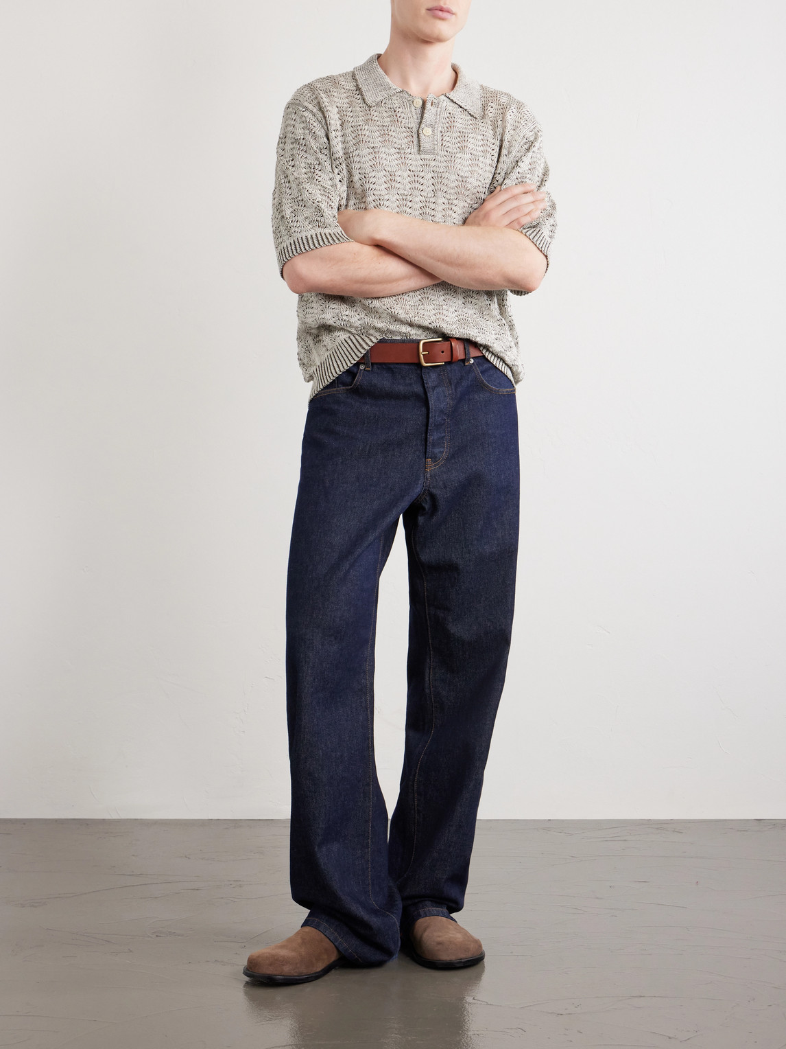 Open-Knit Pima Cotton Polo Shirt