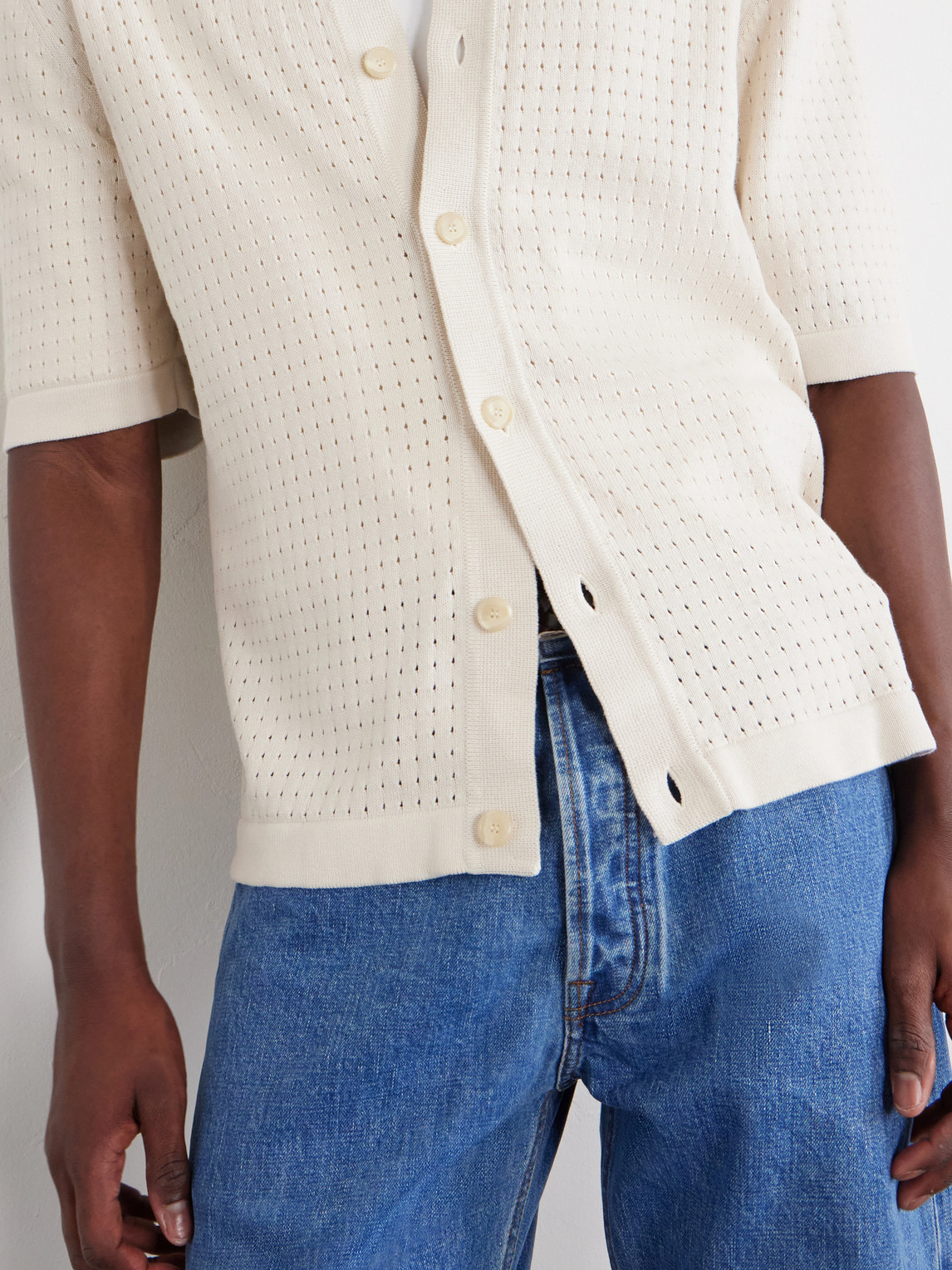 Pointelle-Knit Organic Cotton Shirt
